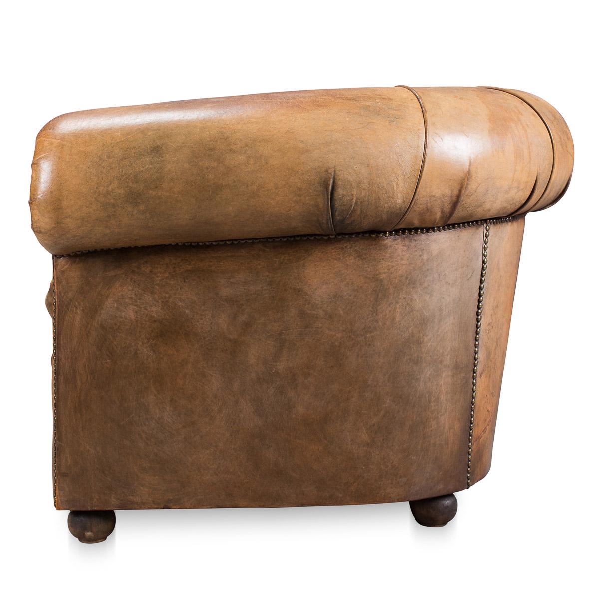 Beautiful Dutch Rich Tan Leather Sofa, circa 1960 In Good Condition In Royal Tunbridge Wells, Kent
