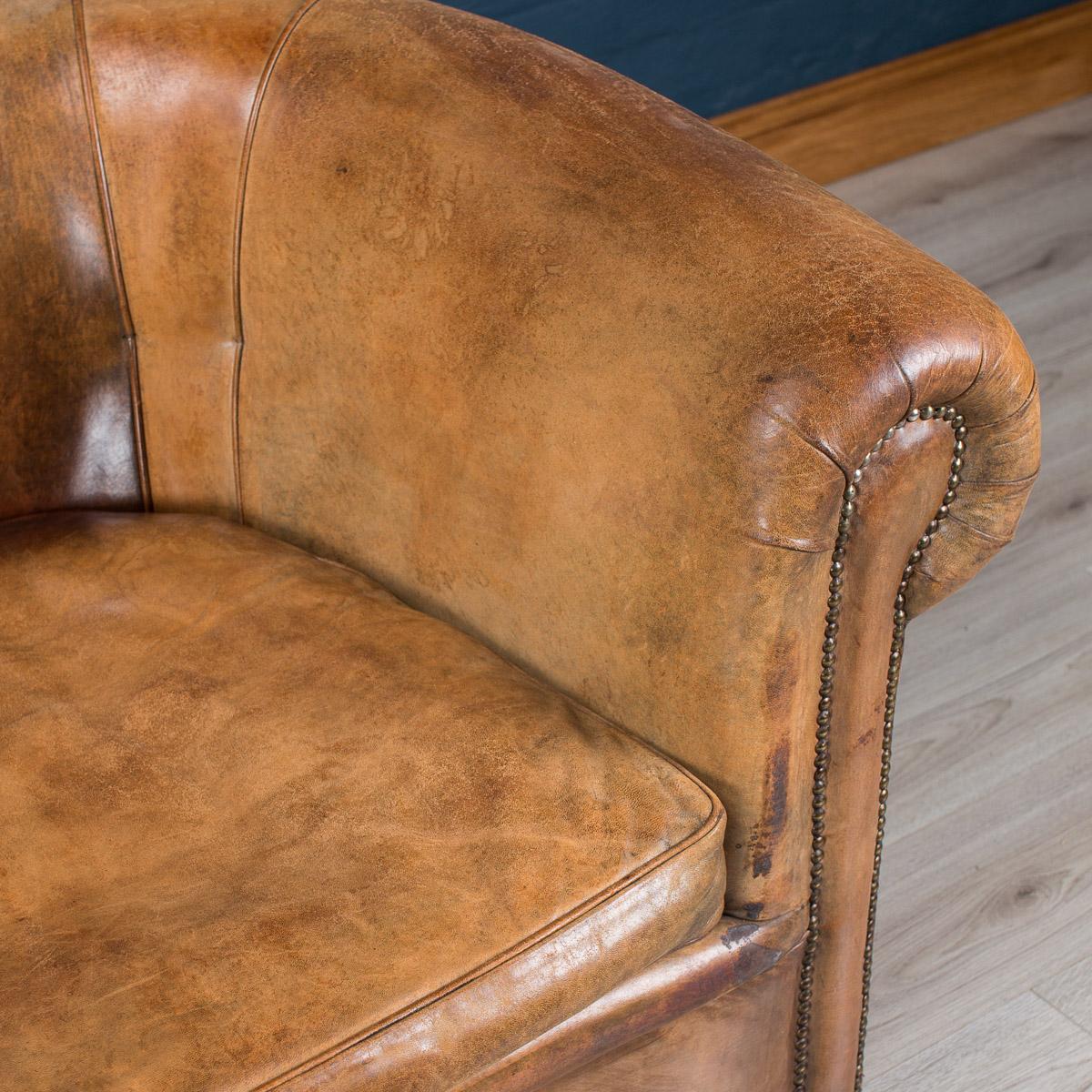 Beautiful Dutch Rich Tan Leather Sofa, circa 1960 3