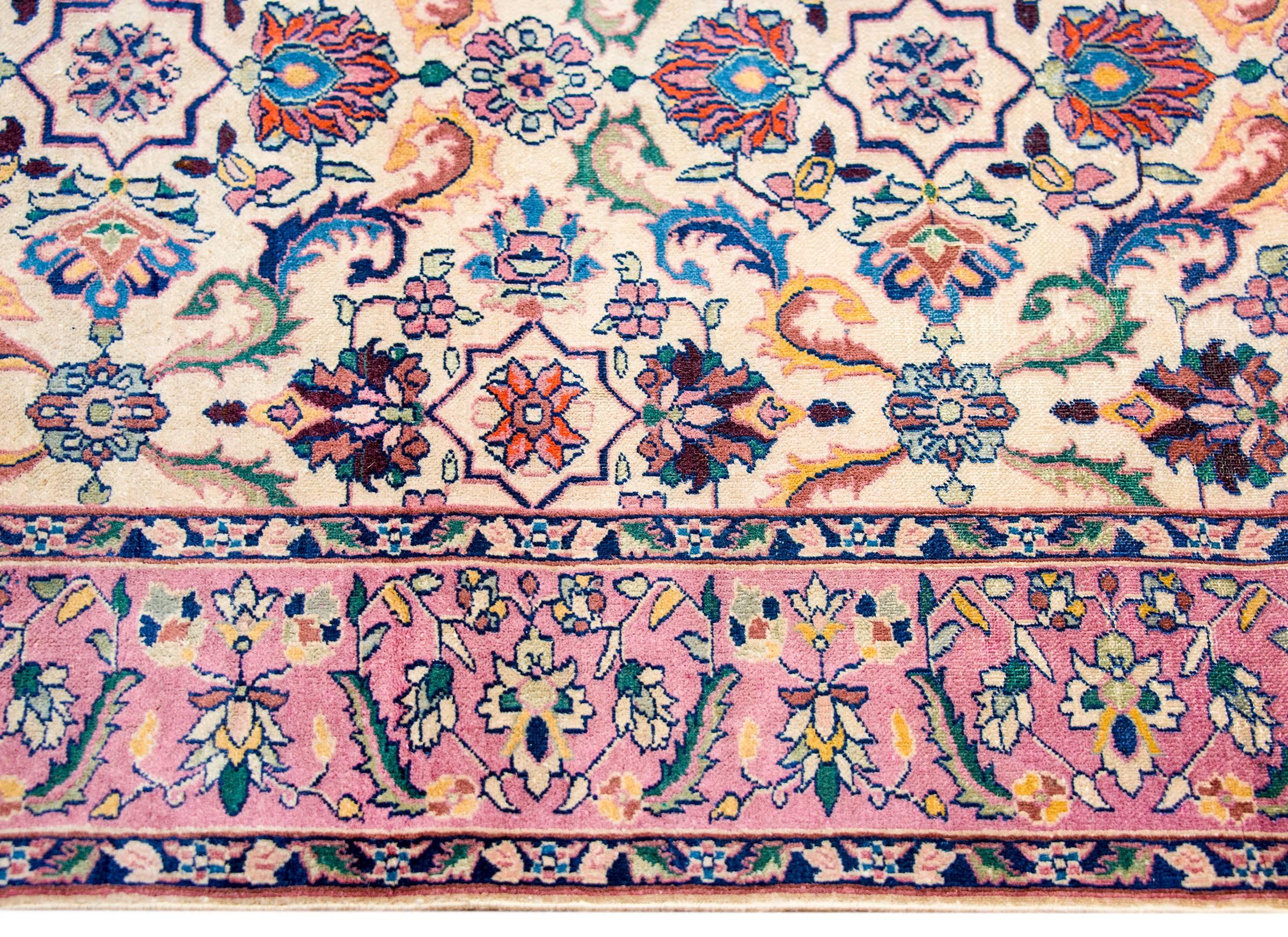 Schöner Agra-Teppich aus dem frühen 20. Jahrhundert (Pflanzlich gefärbt) im Angebot