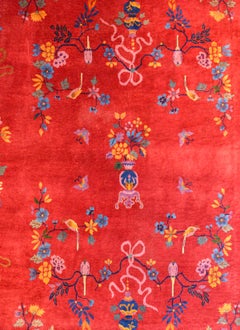 Preciosa alfombra Art Déco china de principios del siglo XX
