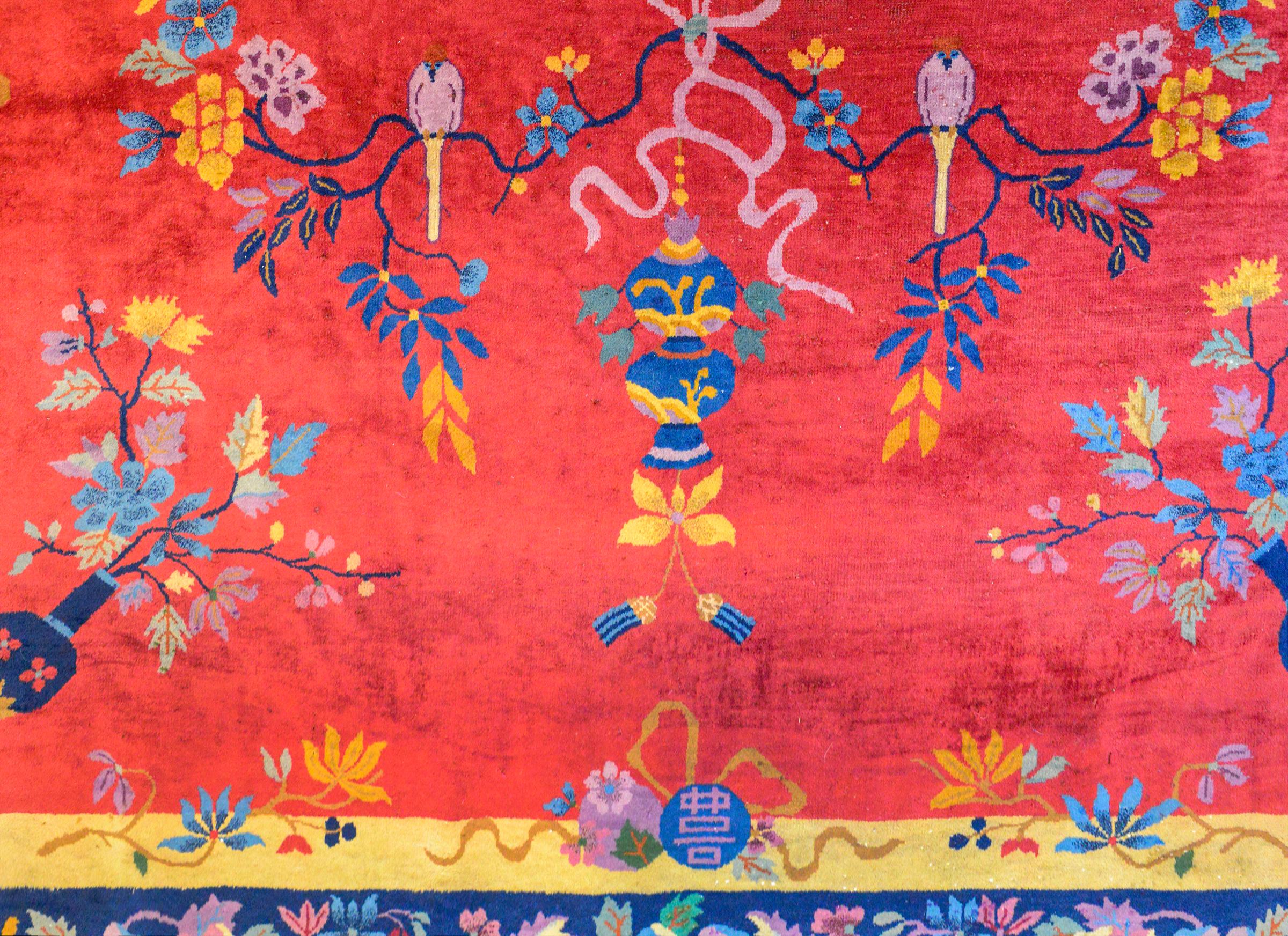 Noué à la main Magnifique tapis Art Déco chinois du début du XXe siècle en vente