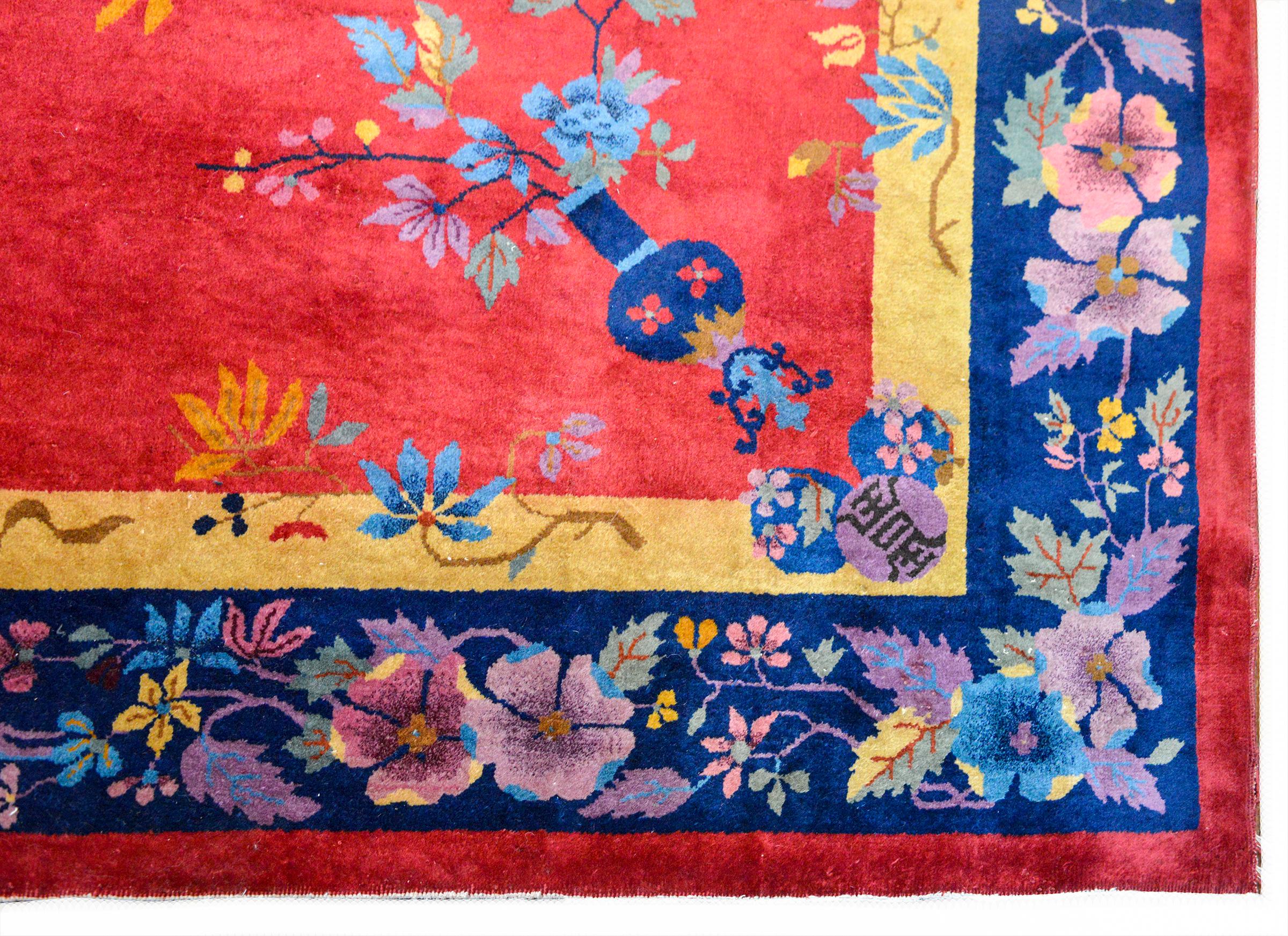 Laine Magnifique tapis Art Déco chinois du début du XXe siècle en vente