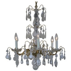 Beautiful Early 20th Century Crystal and Bronze Chandelier by Portieux