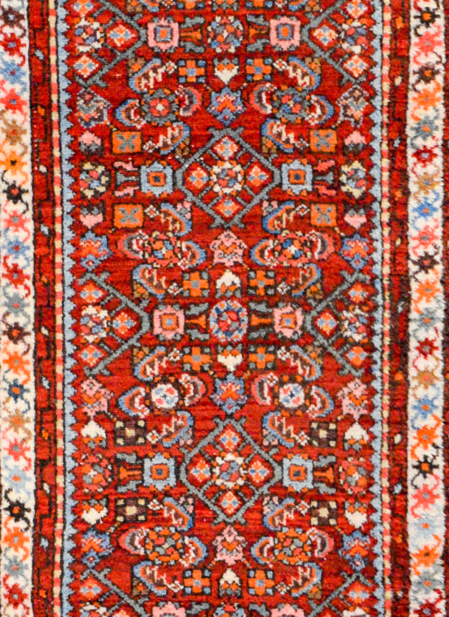 Persian Beautiful Early 20th Century Dargazin Herati Runner For Sale