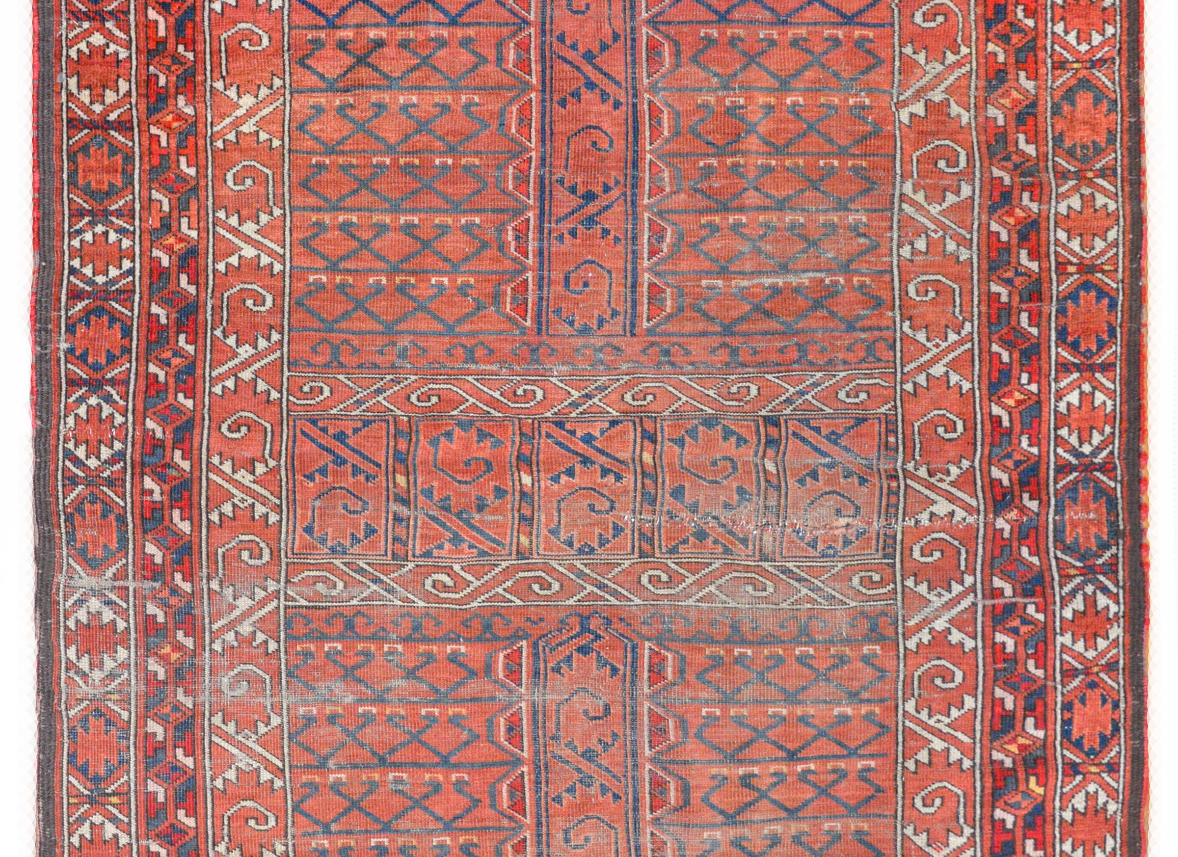 Tribal Beautiful Early 20th Century Ersari Turkman rug For Sale