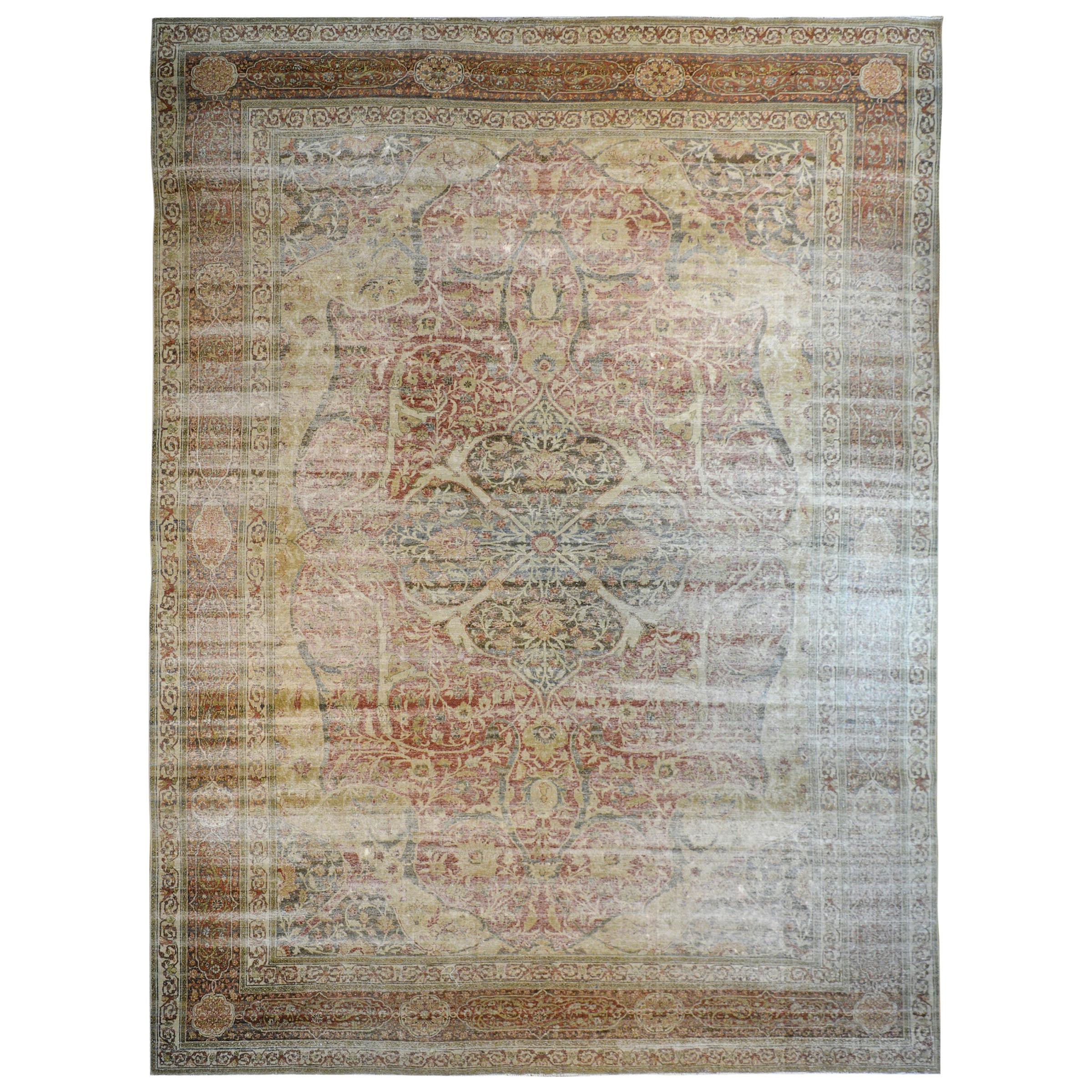 Beautiful Early 20th Century Hadji Jalili Tabriz Rug For Sale