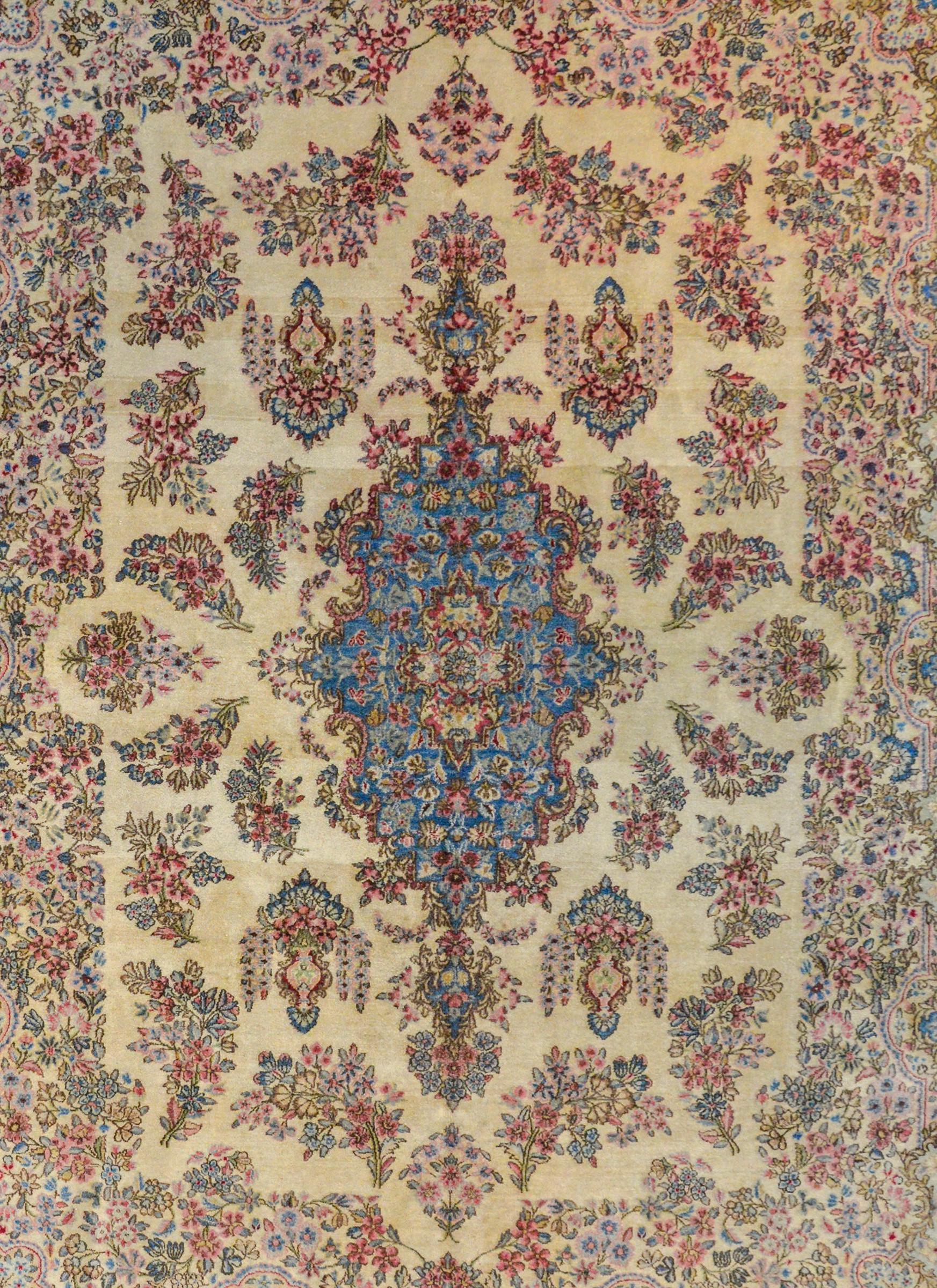 Vegetable Dyed Beautiful Early 20th Century Persian Kirman Rug For Sale