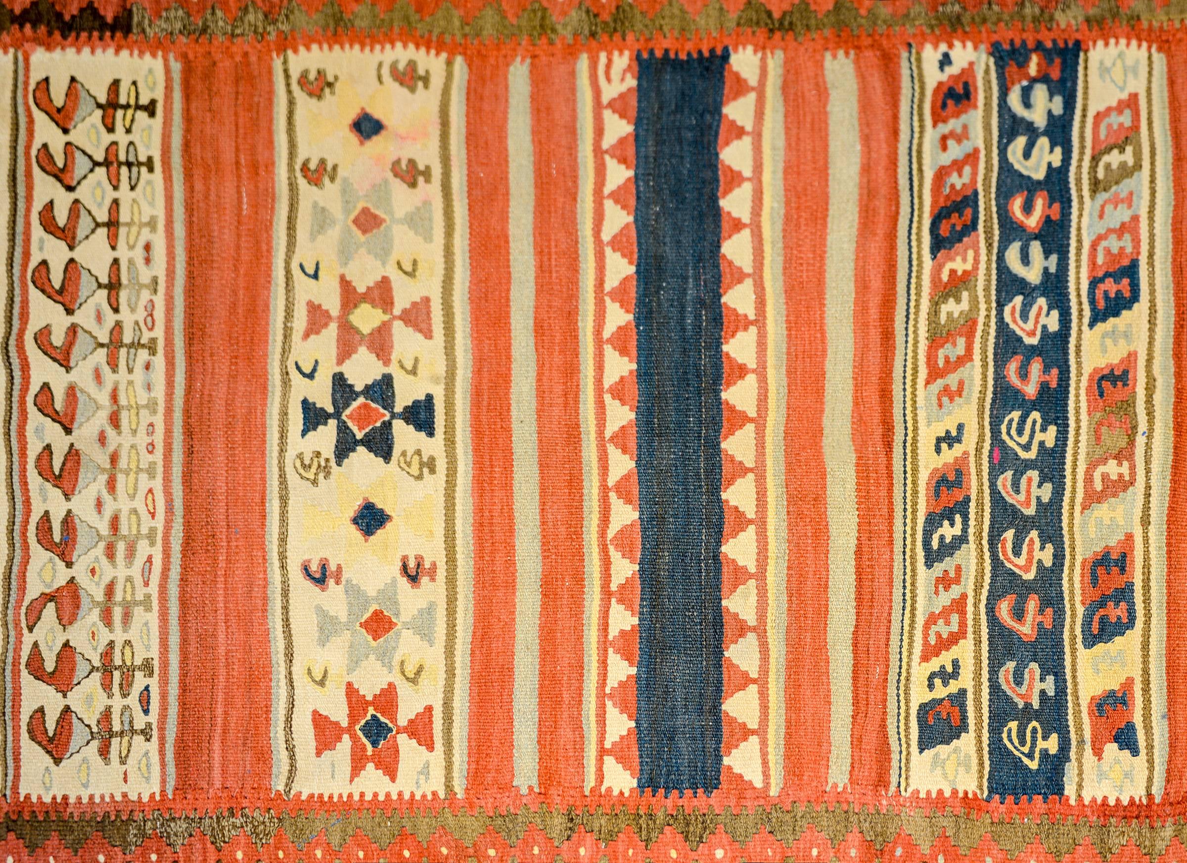 Vegetable Dyed Beautiful Early 20th Century Zarand Kilim Runner For Sale