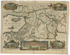 Beautiful Early Map of Region Around Canaan and Paradise with Bible Scenes, 1669