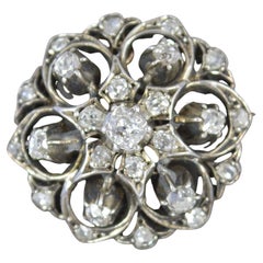 Beautiful Early Victorian 15ct Gold and Old Cut Diamond Cluster Brooch