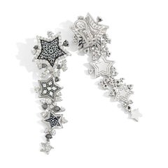 Sicis Jewels 18K White Gold MicroMosaic Earrings with White & Black Diamonds