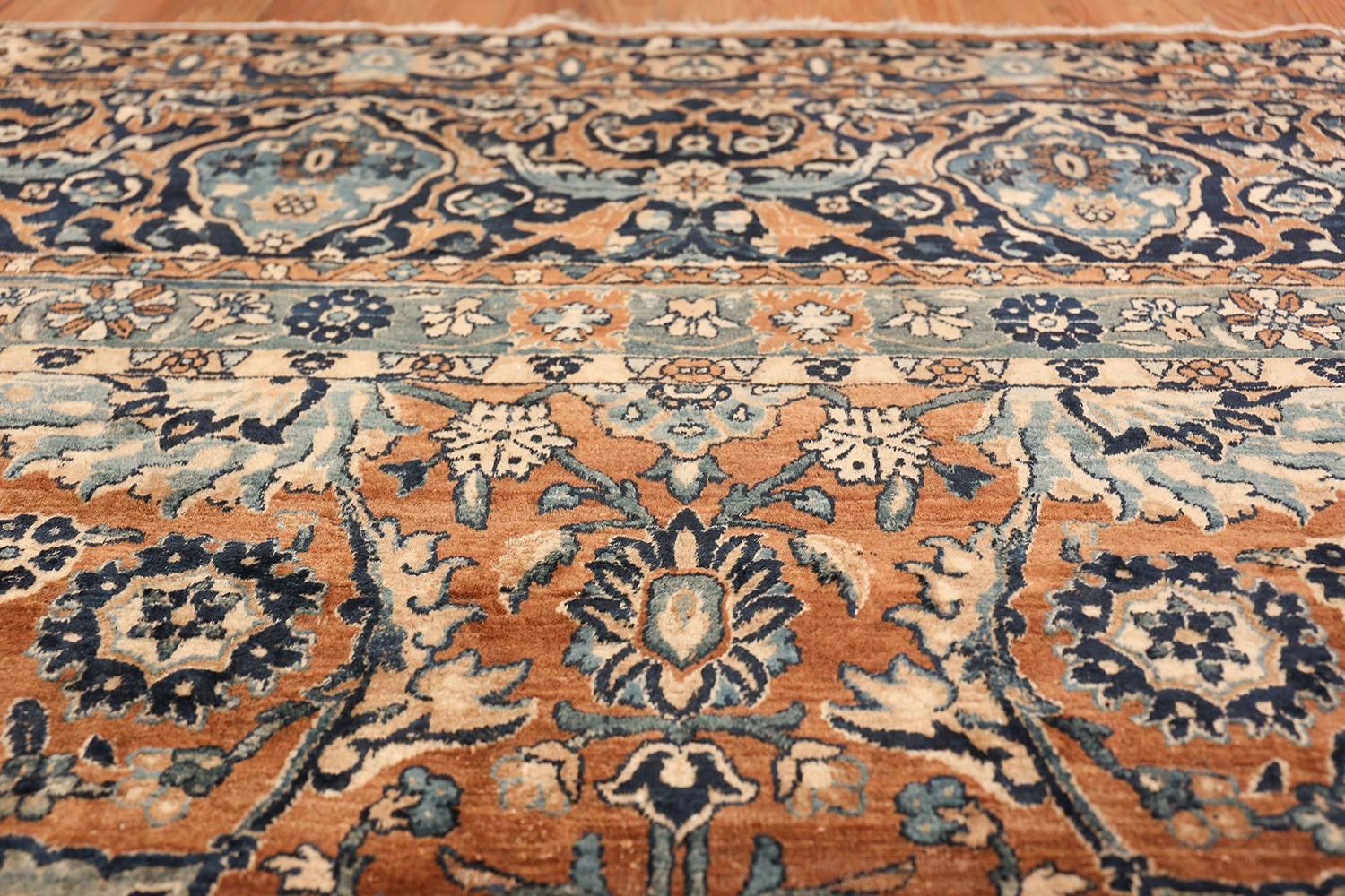Hand-Knotted Beautiful Earth-Tone Oversized Antique Persian Kerman Carpet