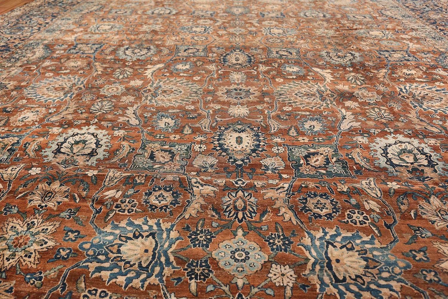 Early 20th Century Beautiful Earth-Tone Oversized Antique Persian Kerman Carpet