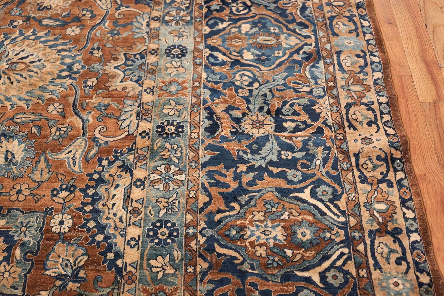 Wool Beautiful Earth-Tone Oversized Antique Persian Kerman Carpet