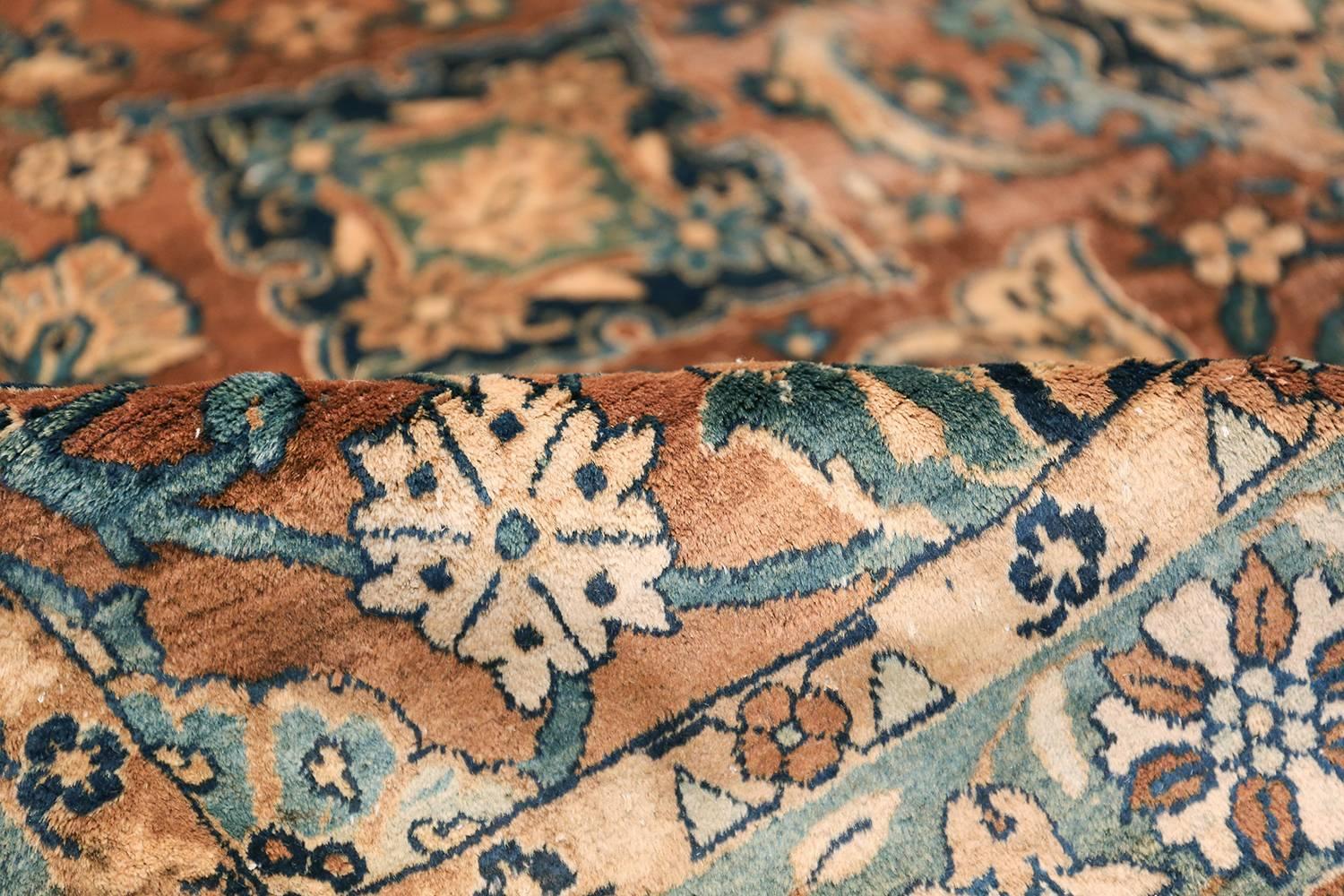 Beautiful Earth-Tone Oversized Antique Persian Kerman Carpet 1