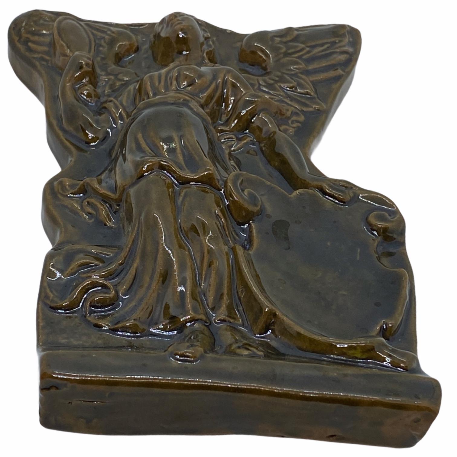 Early 20th Century Beautiful Earthenware Angel Wall Plaque Decoration Vintage, Austria, 1920s For Sale