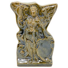 Beautiful Earthenware Angel Wall Plaque Decoration Antique, Austria, 1920s