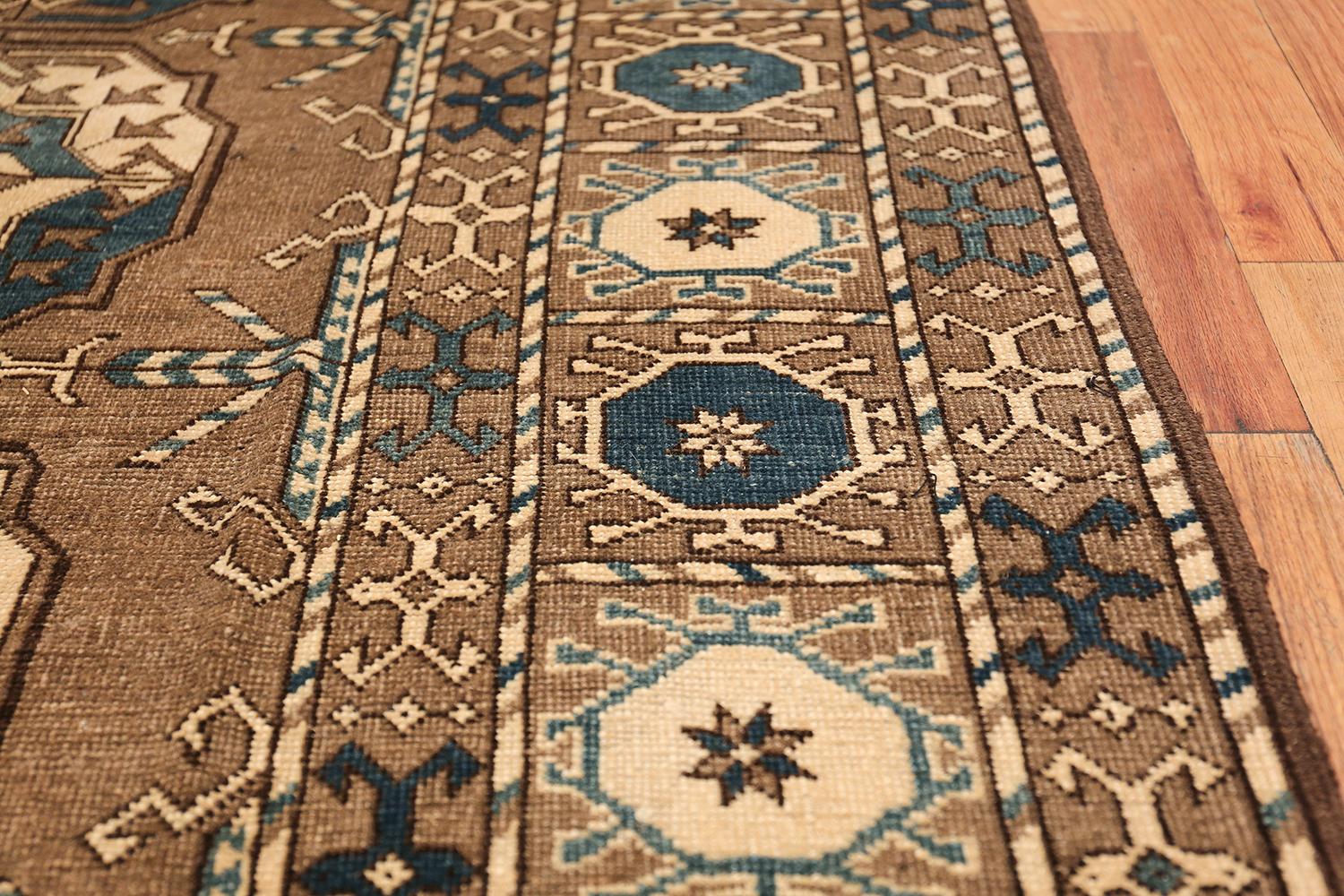 Wool Beautiful Earthtone Antique Afghan Rug. Size: 6 ft 7 in x 9 ft 7 in