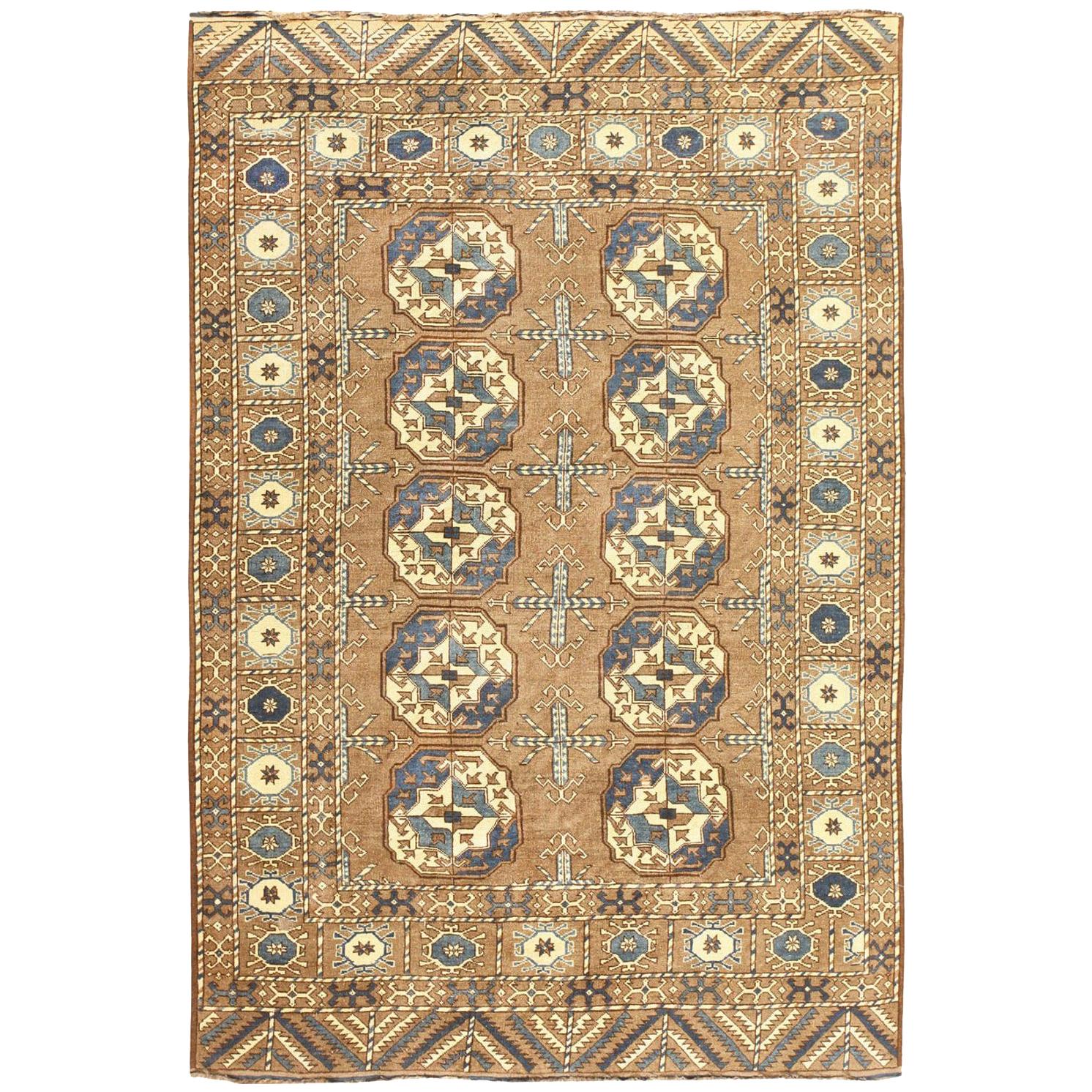 Beautiful Earthtone Antique Afghan Rug. Size: 6 ft 7 in x 9 ft 7 in