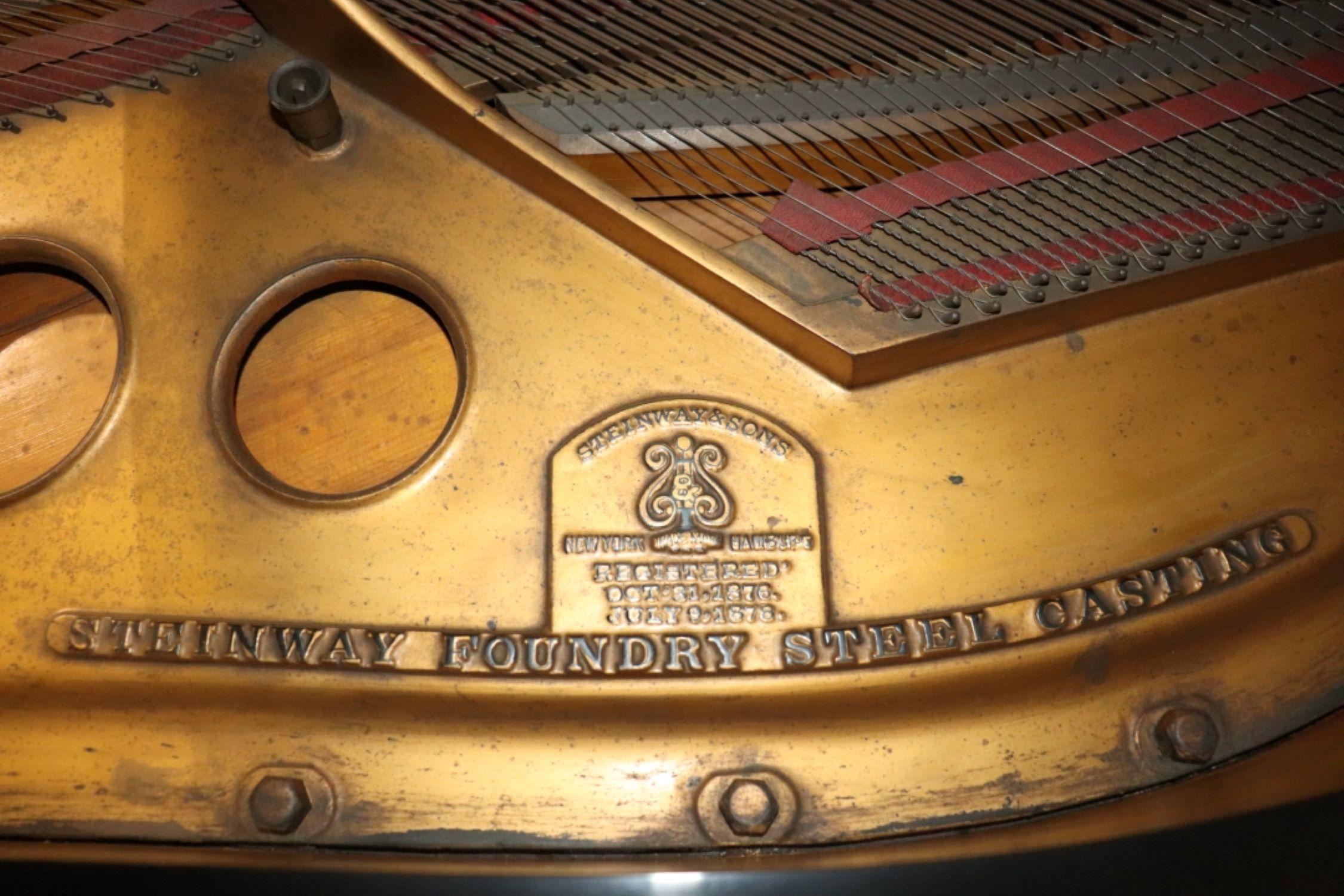 Brass Beautiful Ebonized Steinway Model M Retouched Case Circa 1910