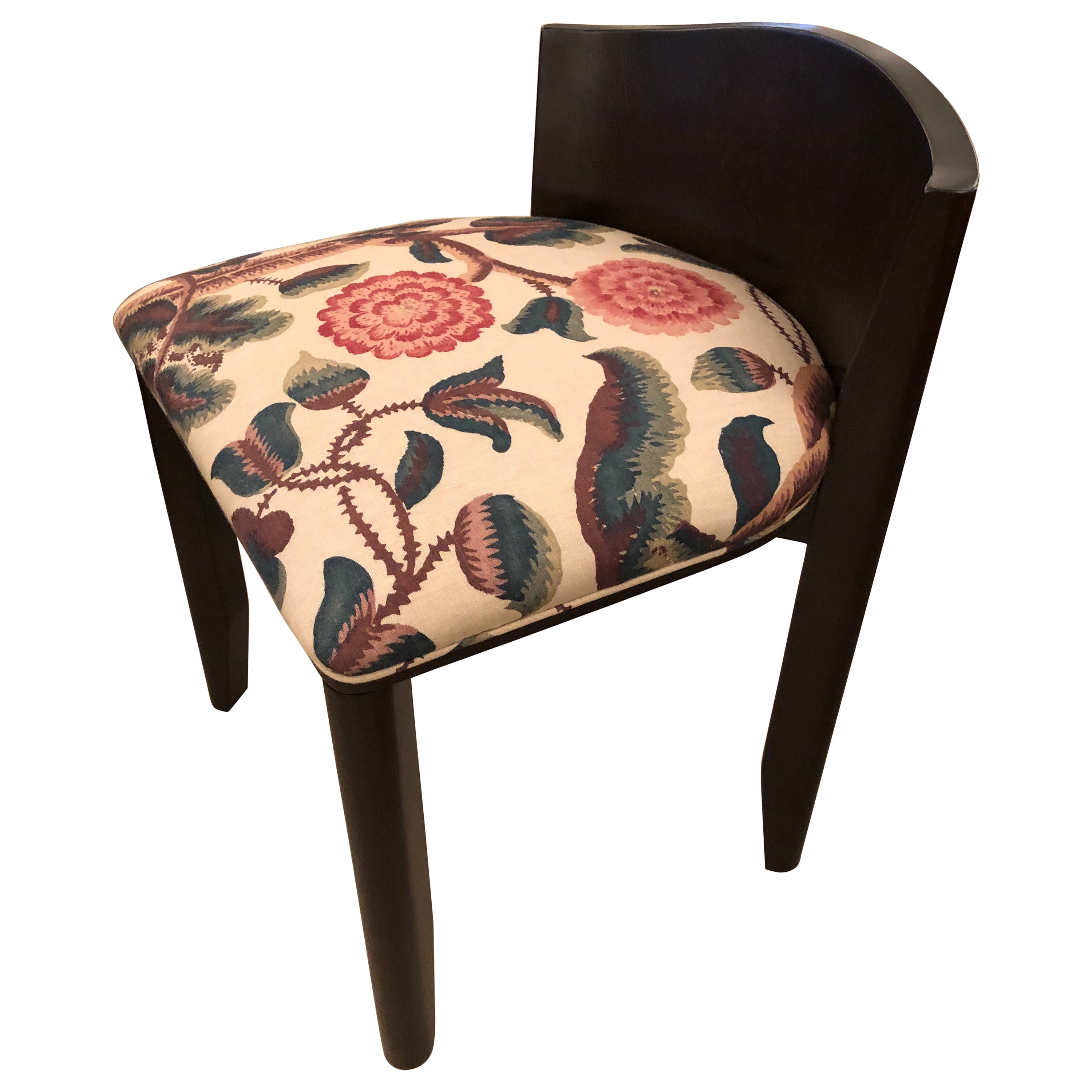 Beautiful Ebonized & Upholstered Vanity Stool
