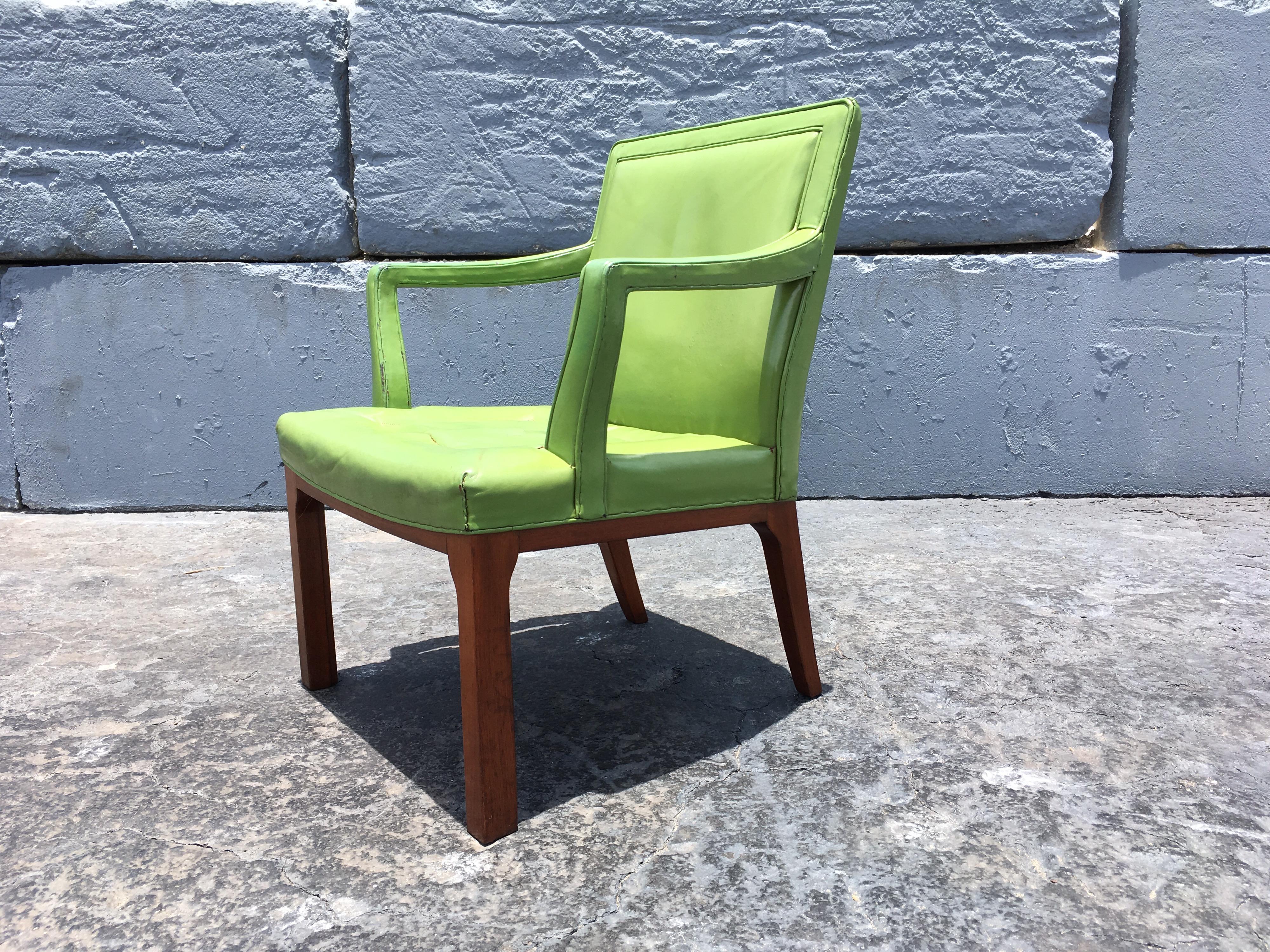 green leather armchair