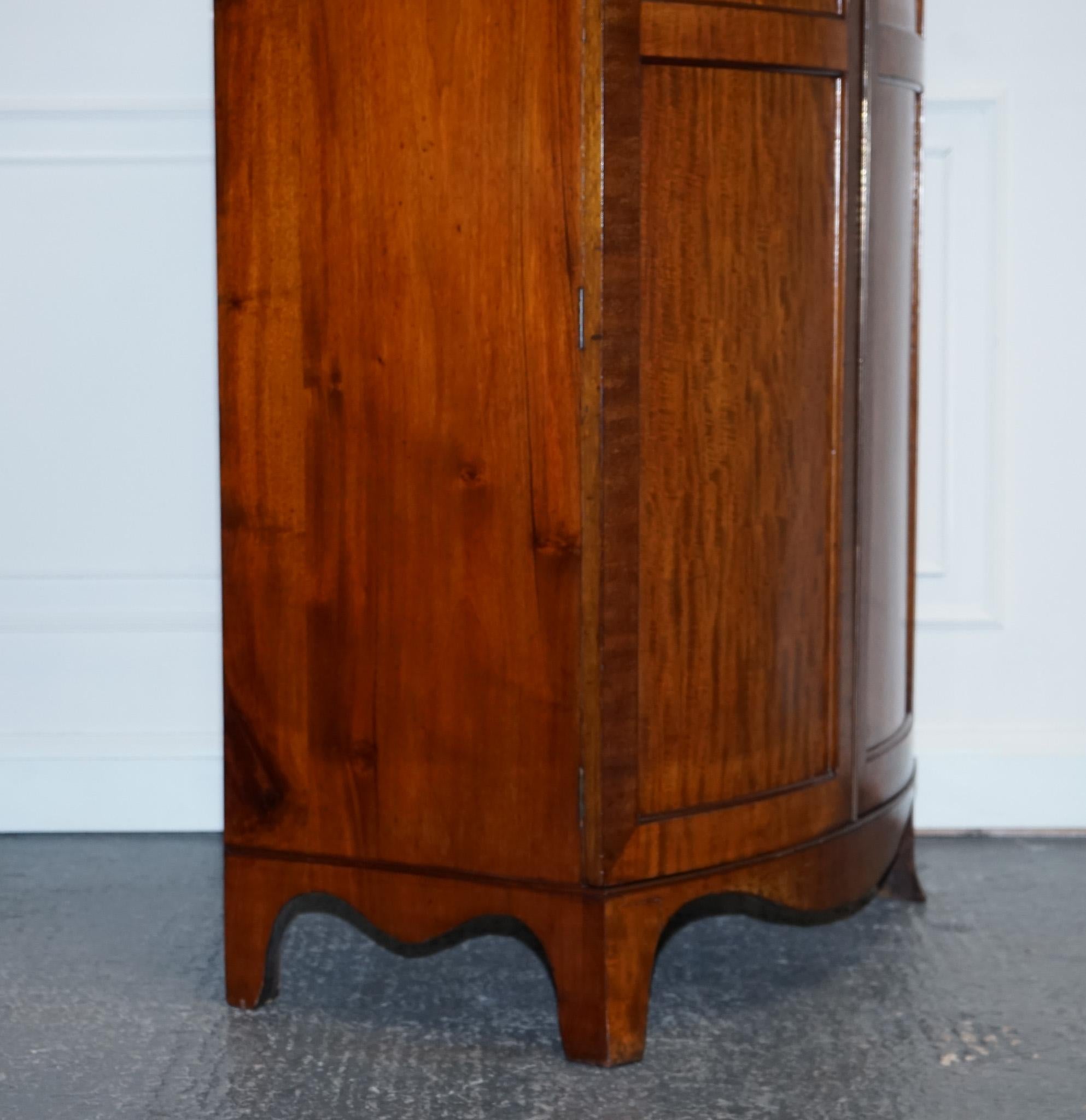 Hardwood Beautiful Edwardian 1900s Bow Fronted Two Door Wardrobe with Brass Lining