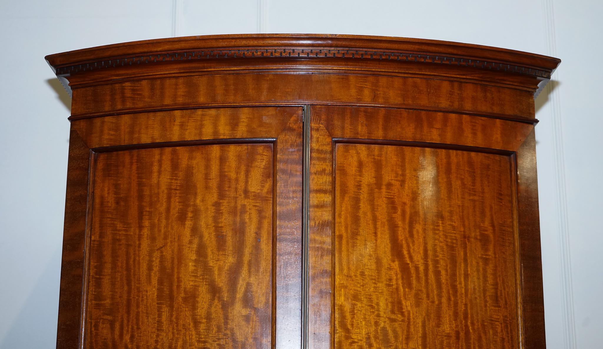 Beautiful Edwardian 1900s Bow Fronted Two Door Wardrobe with Brass Lining 4