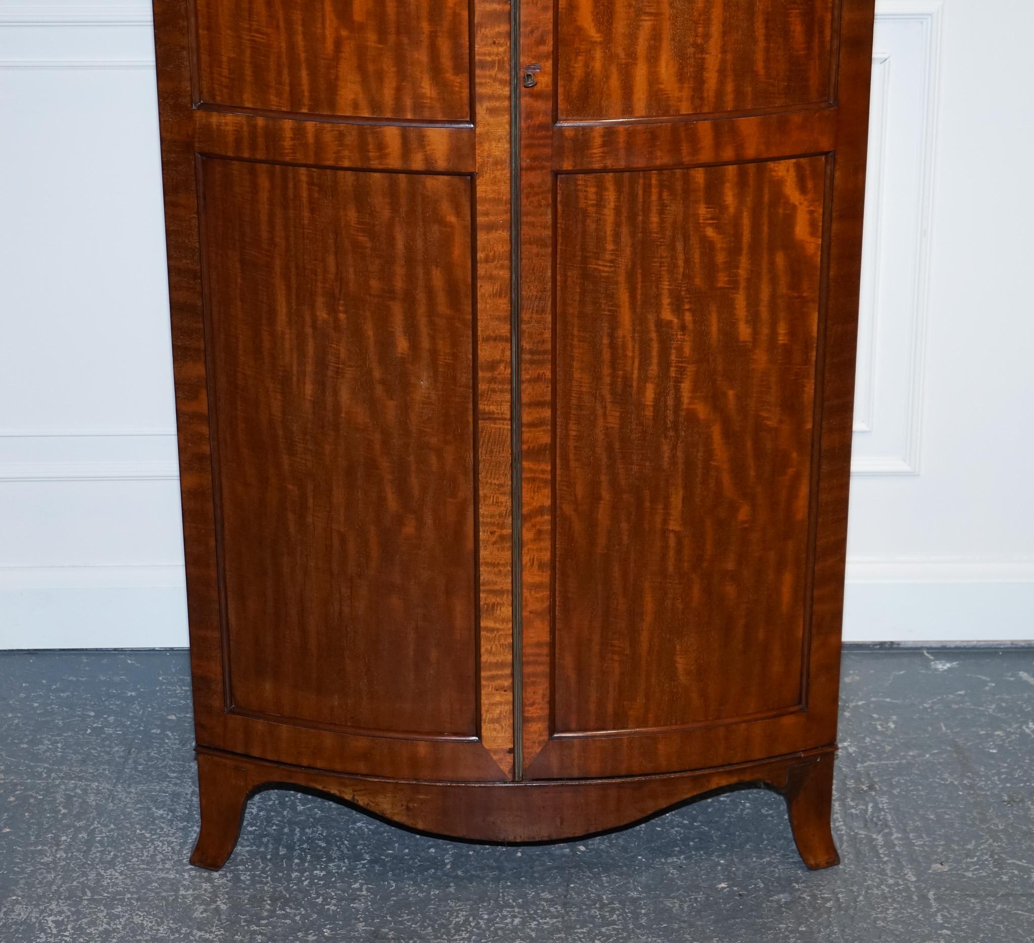 Beautiful Edwardian 1900s Bow Fronted Two Door Wardrobe with Brass Lining 6