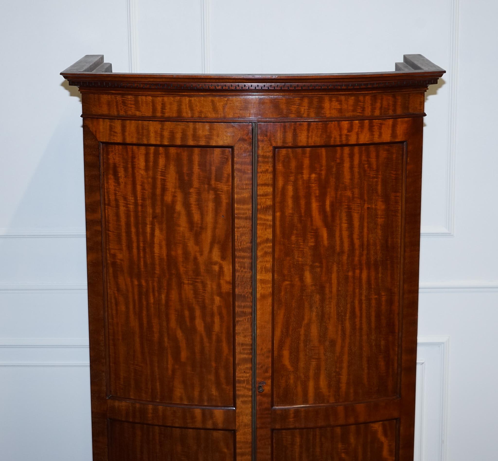 Beautiful Edwardian 1900s Bow Fronted Two Door Wardrobe with Brass Lining 7