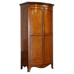 Beautiful Edwardian 1900s Bow Fronted Two Door Wardrobe with Brass Lining