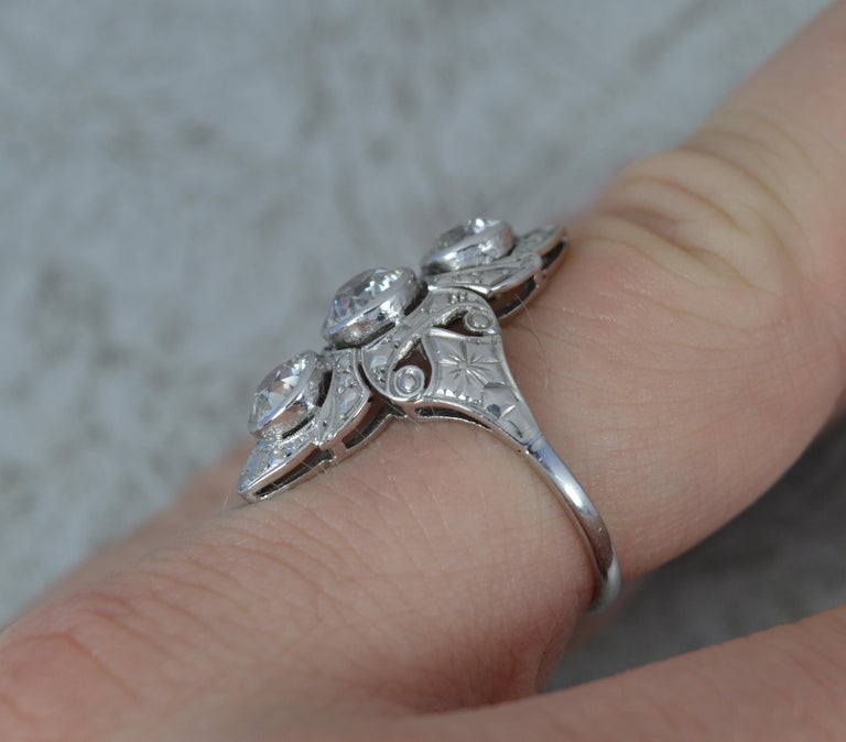 Beautiful Edwardian 2.1ct Old Cut Diamond and Platinum Trilogy Panel ...