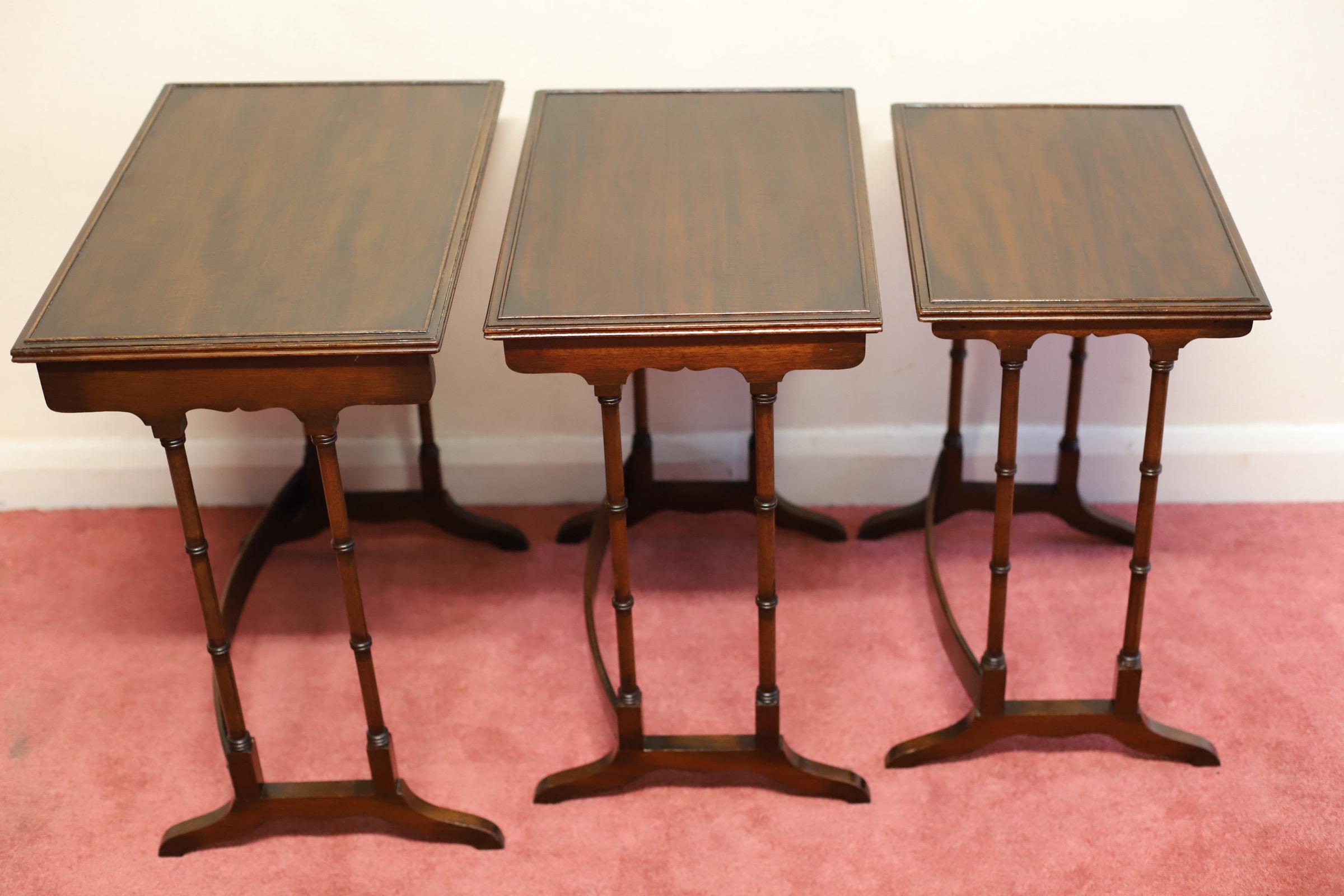 Beautiful Edwardian Nest of Three Tables For Sale 9