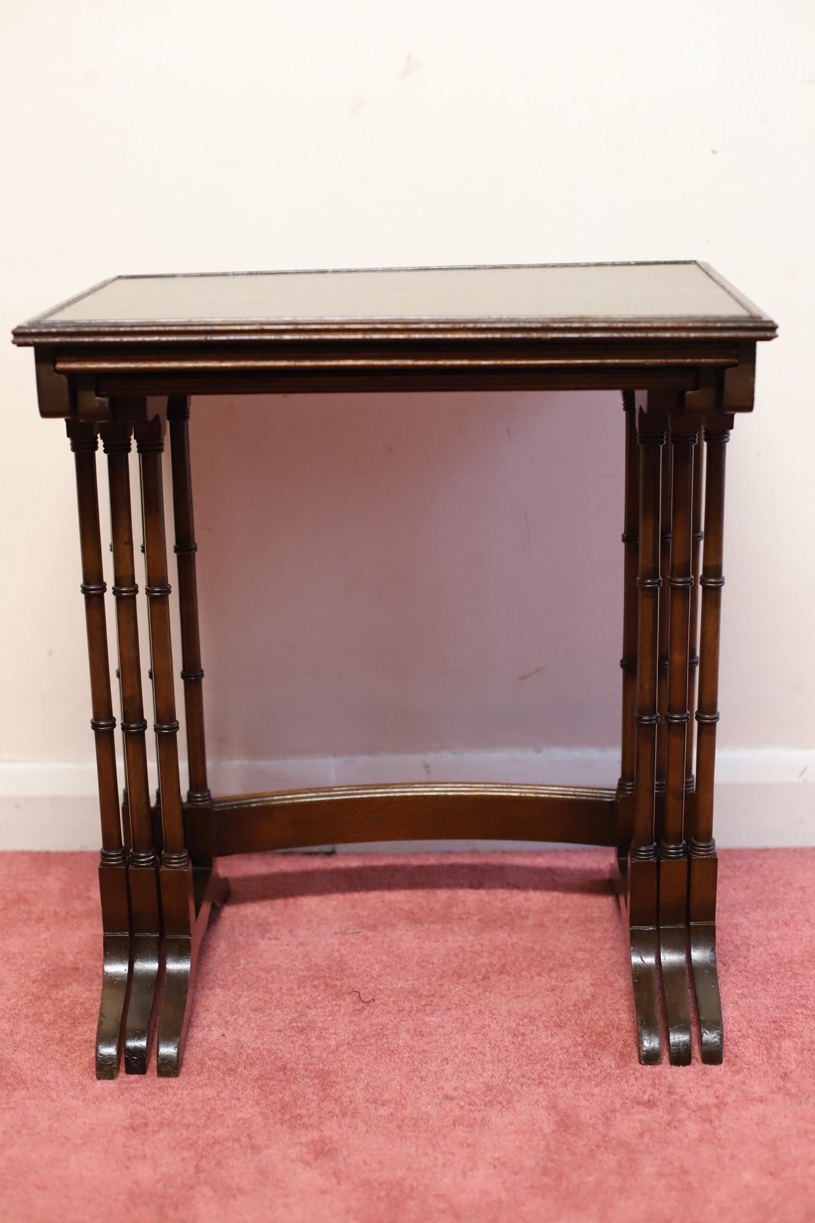 Hand-Crafted Beautiful Edwardian Nest of Three Tables For Sale