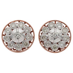 Antique Beautiful Edwardian Night and Day Platinum Rose Gold Earrings