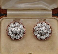 Beautiful Edwardian Night and Day Platinum Rose Gold Earrings