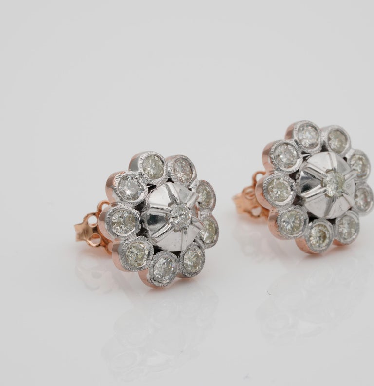 Beautiful Edwardian Night and Day Platinum Rose Gold Earrings For Sale at 1stdibs