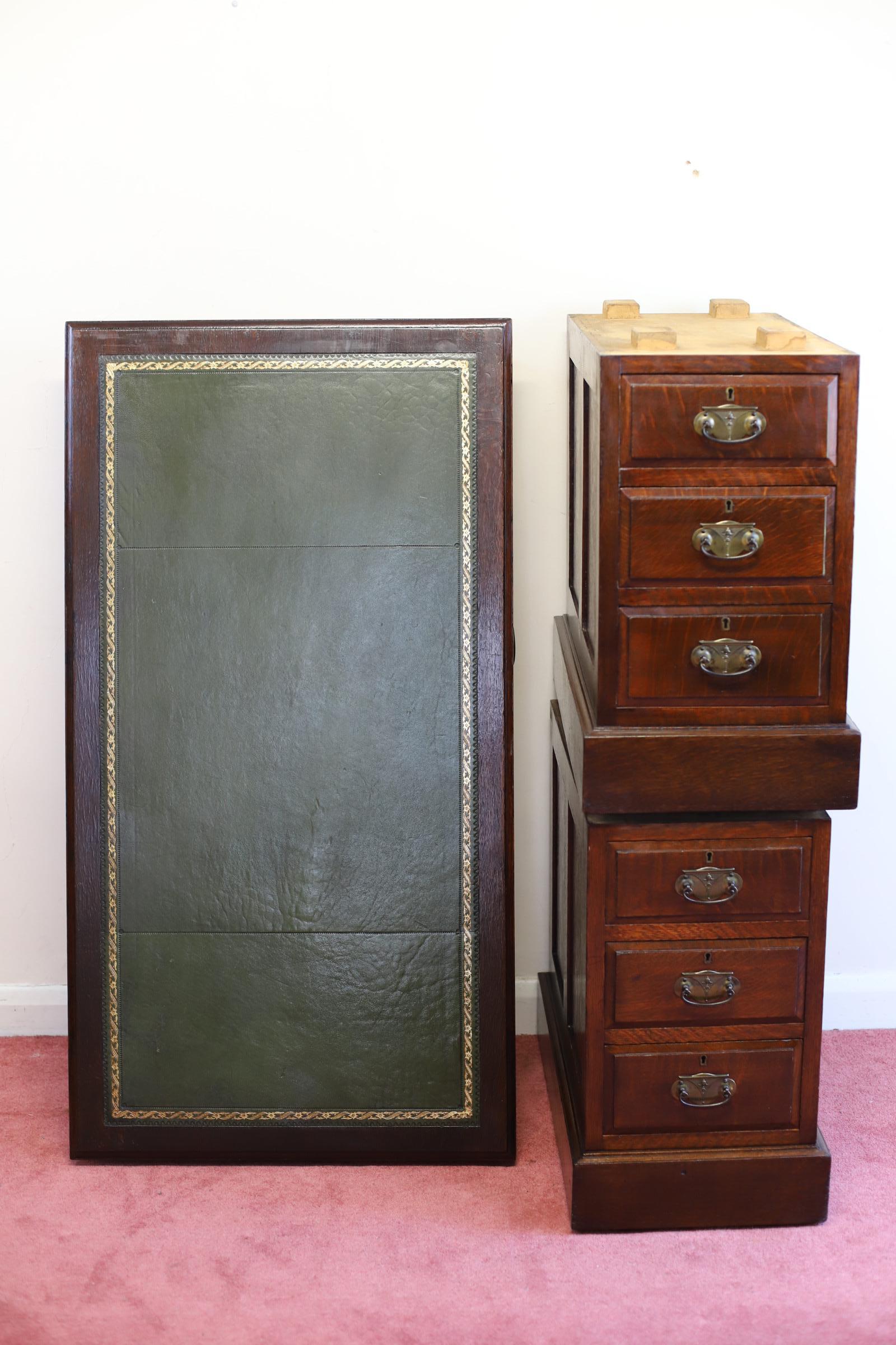 Beautiful Edwardian Oak Twin Pedestal Desk 13