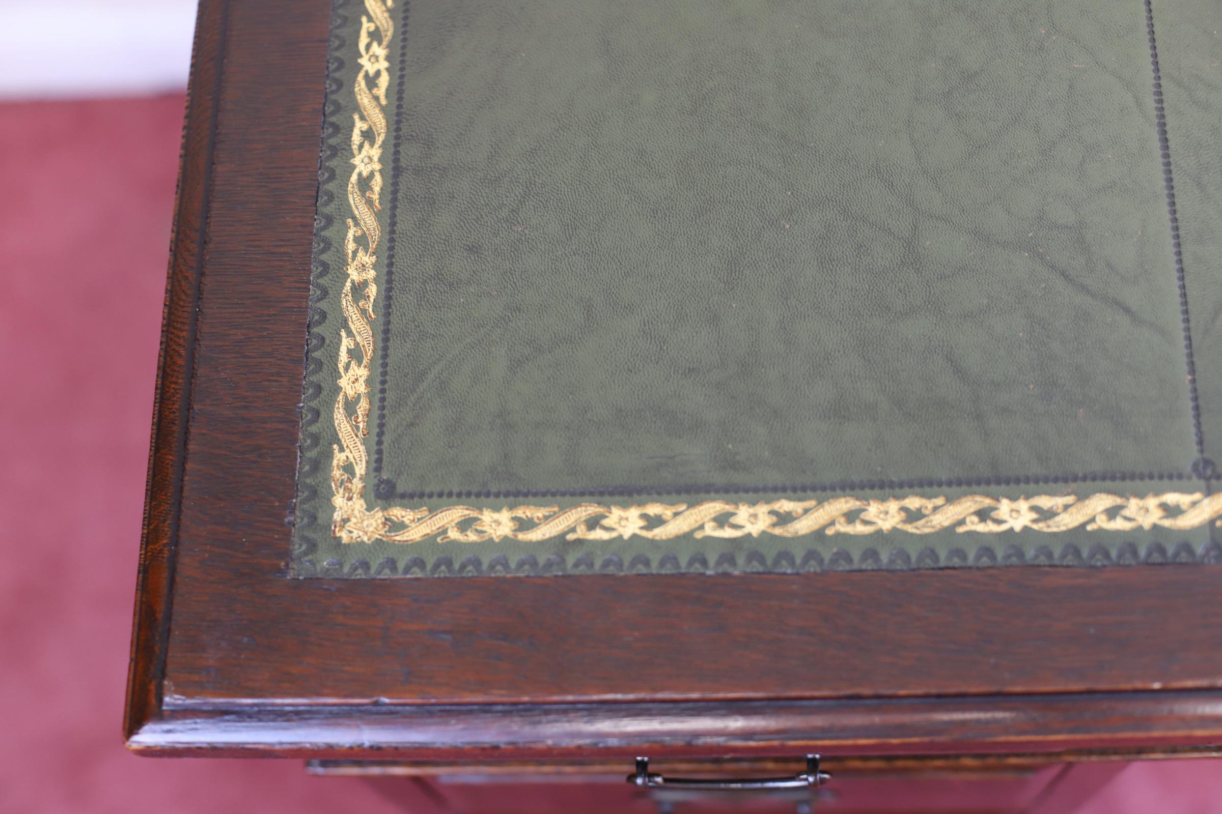 Beautiful Edwardian Oak Twin Pedestal Desk 2