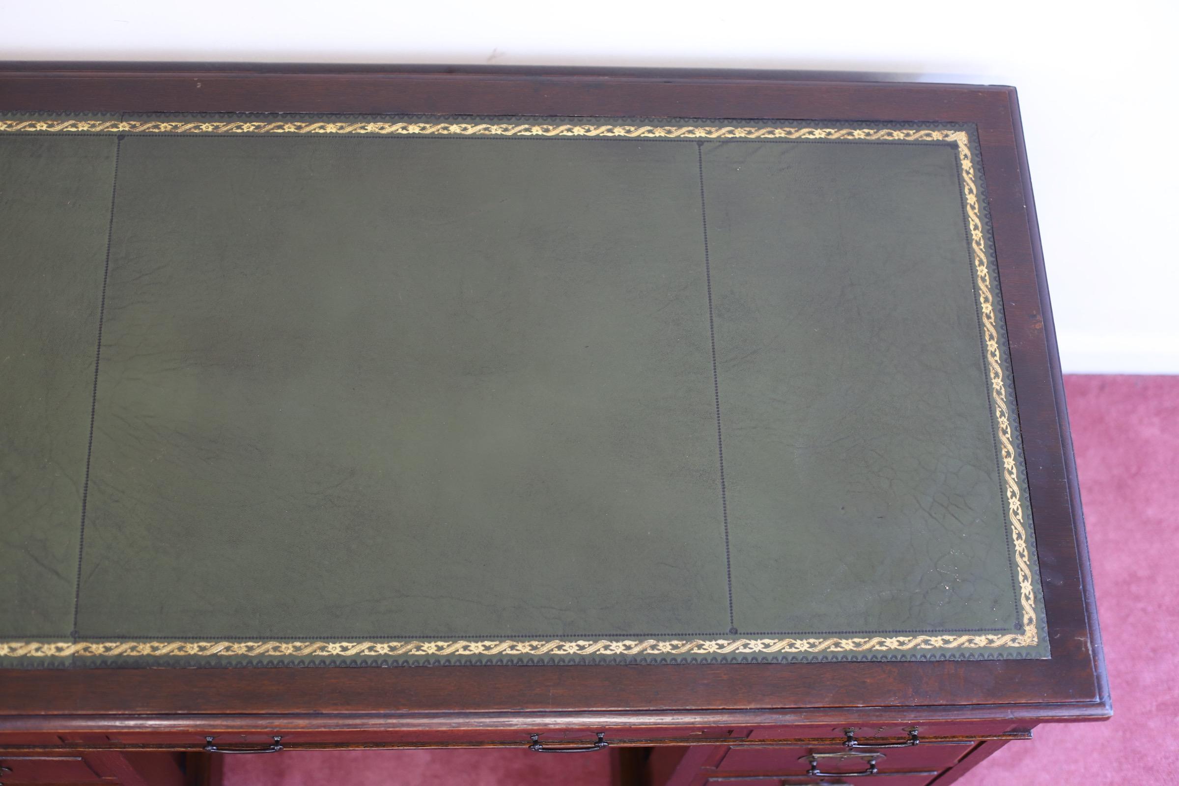 Beautiful Edwardian Oak Twin Pedestal Desk 3