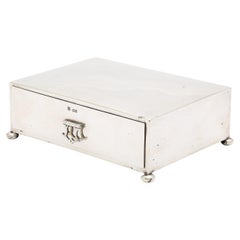Schöner edwardianischer Tisch/Schmuckkasten aus Sterlingsilber mit ausziehbarer Schublade