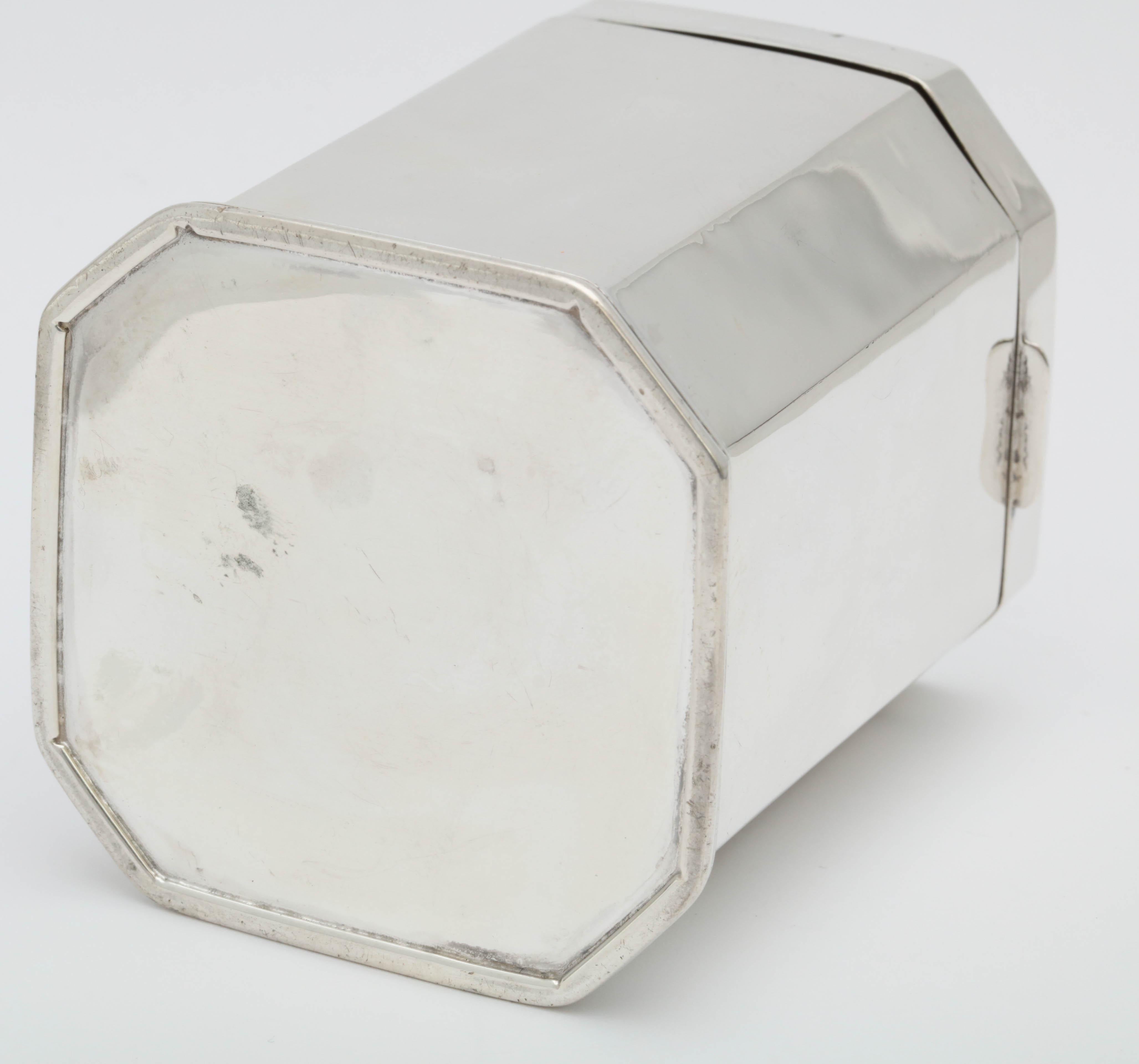 Beautiful Edwardian Sterling Silver Tea Octagonal Caddy with Hinged Lid 2