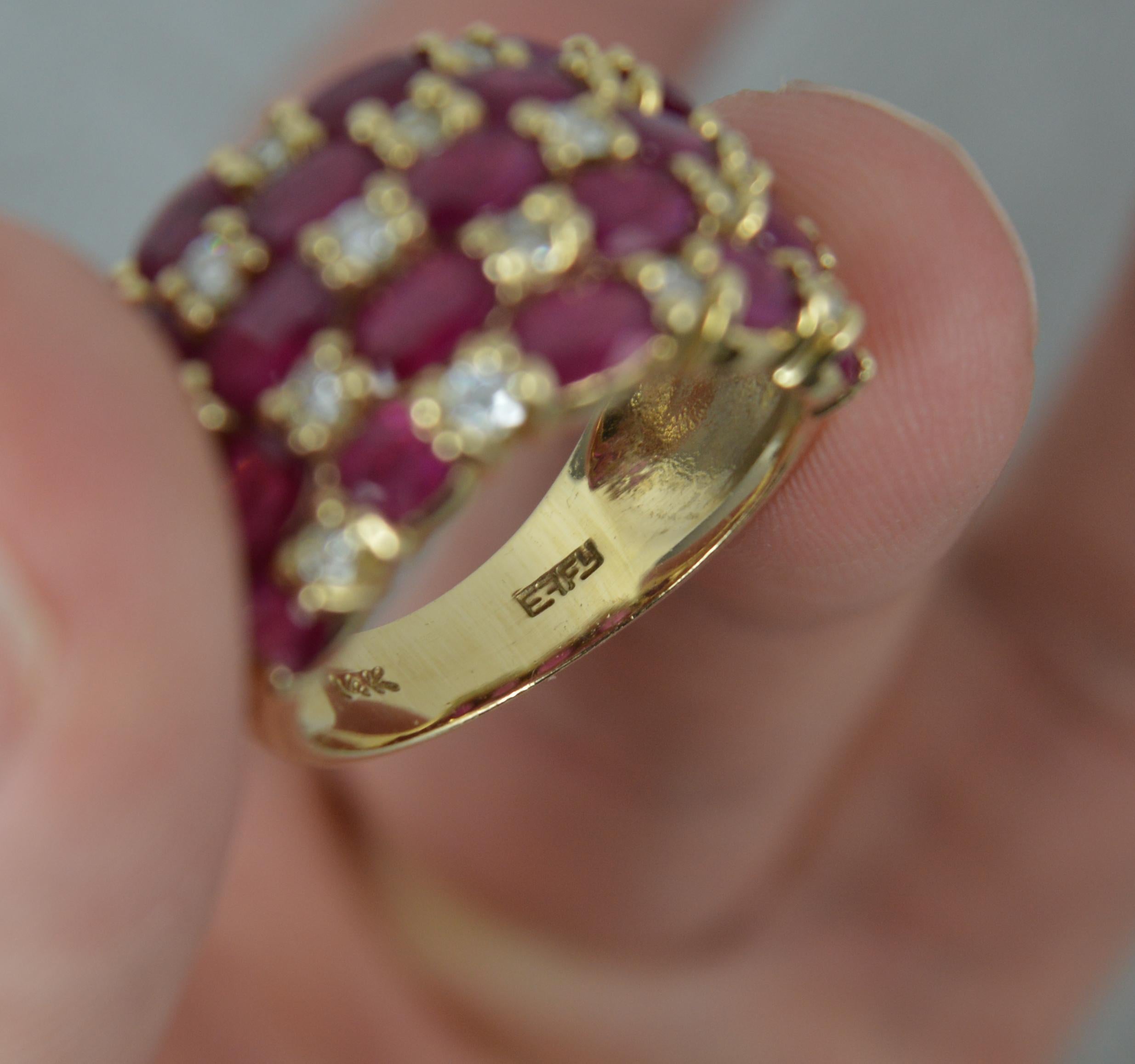Beautiful EFFY 14ct Gold Ruby and Diamond Cluster Ring 2