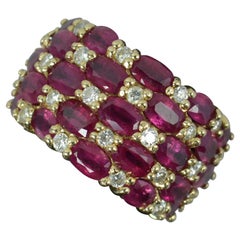 Vintage Beautiful EFFY 14ct Gold Ruby and Diamond Cluster Ring