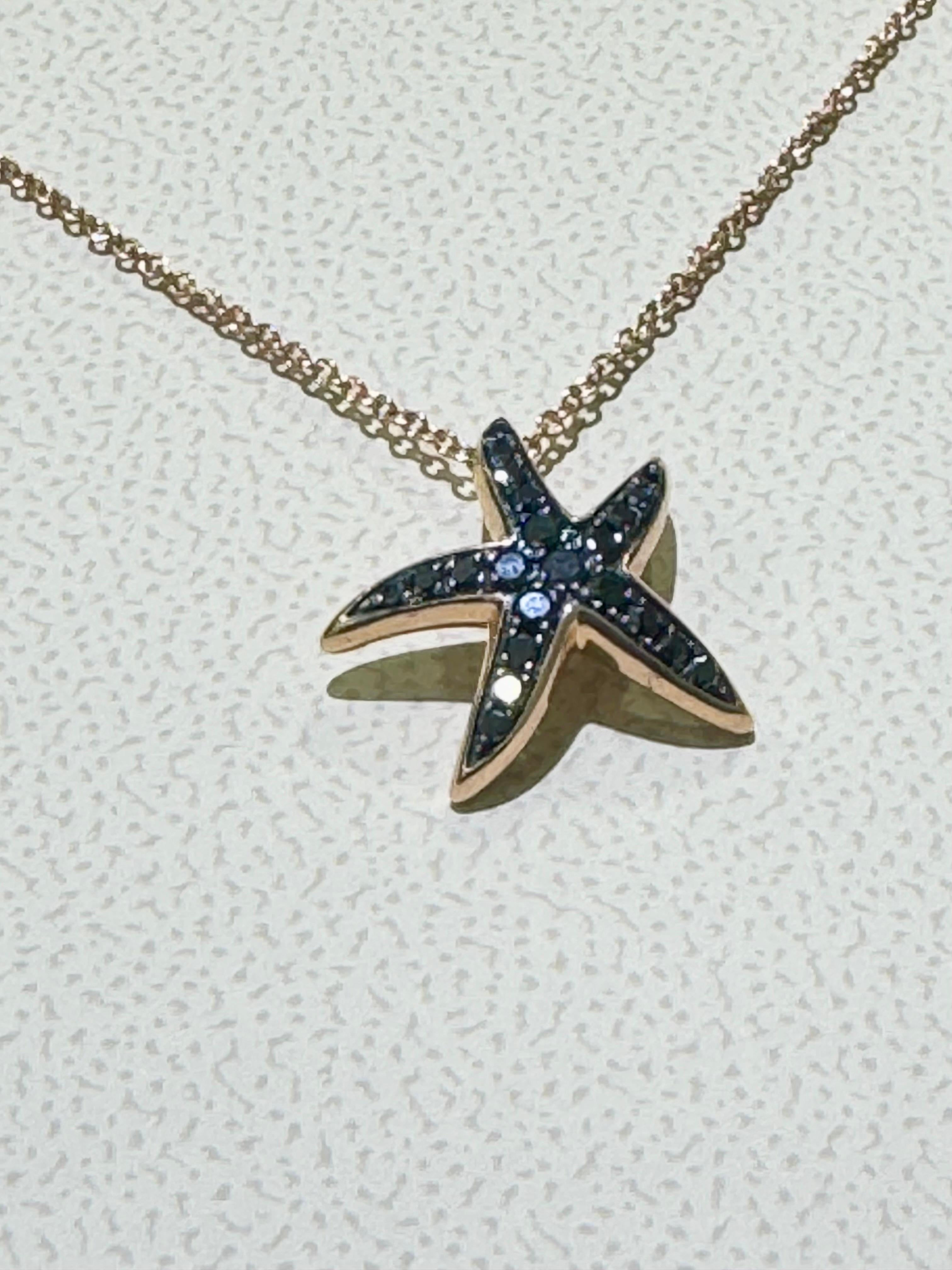 Modern Beautiful Effy Black Diamond Sea Star In 14k Rose Gold  For Sale