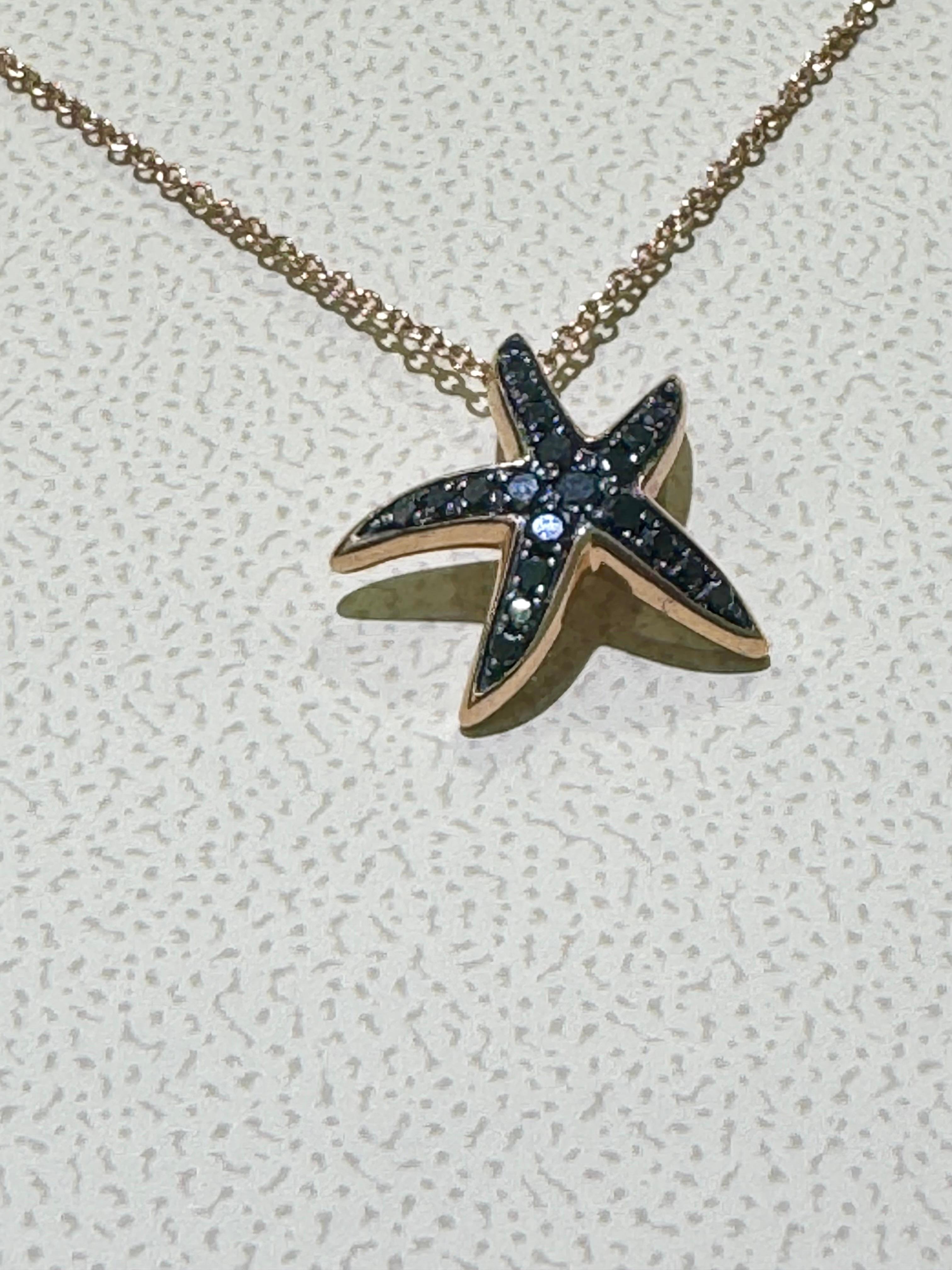 Women's Beautiful Effy Black Diamond Sea Star In 14k Rose Gold  For Sale