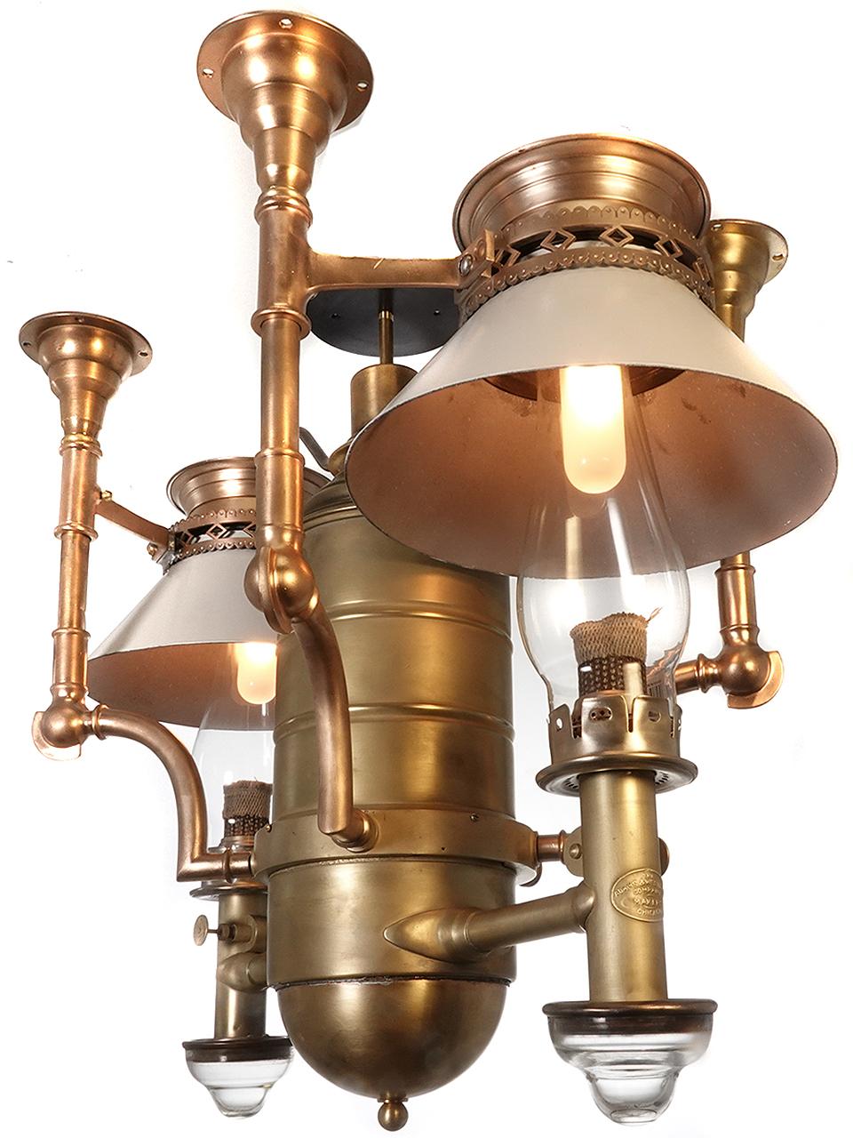 American Beautiful Electrified Adams and Westlake Rail Car Center Lamp For Sale