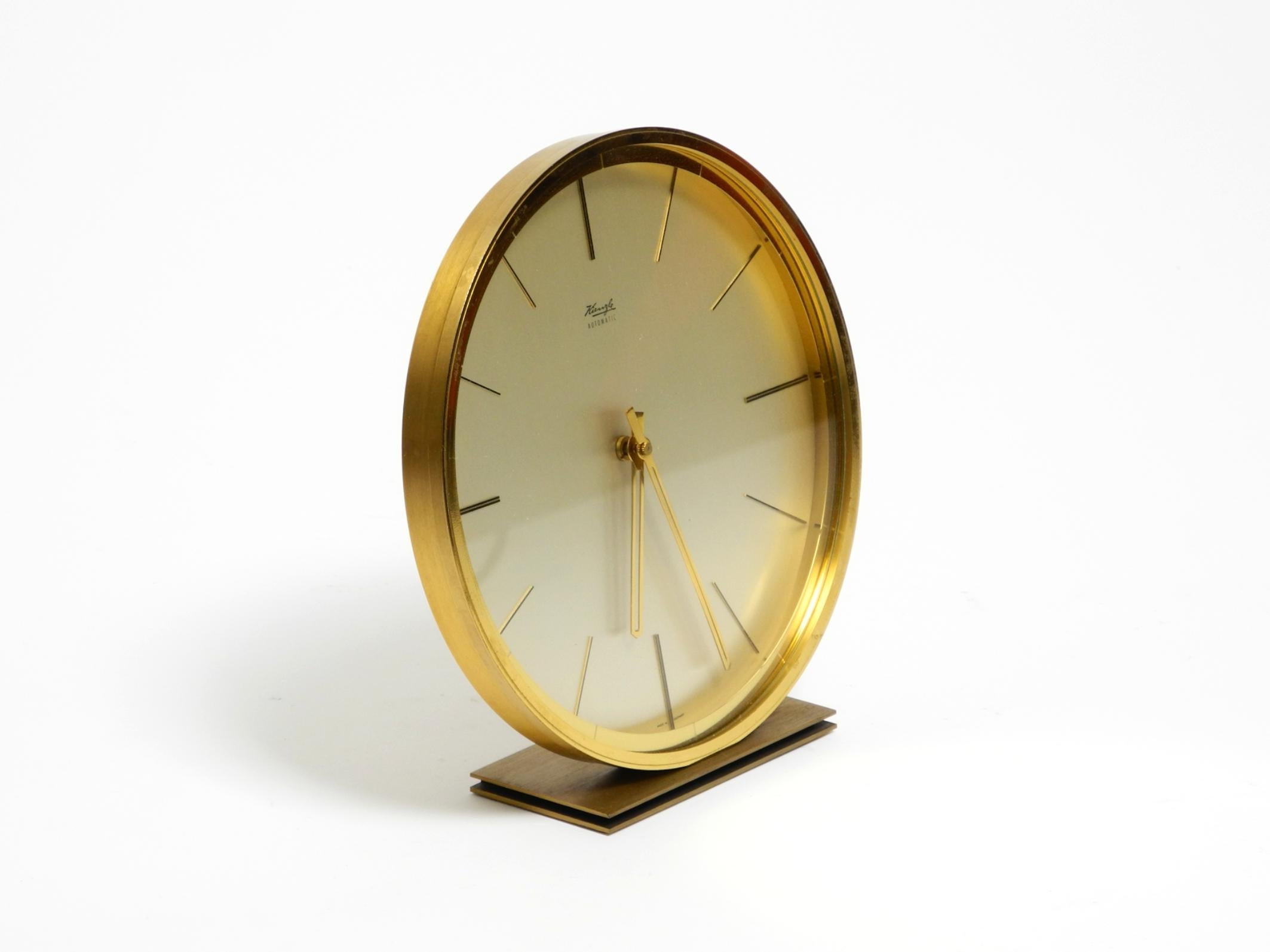 Mid-Century Modern Beautiful elegant  1960s solid brass table clock by Kienzle with original box For Sale