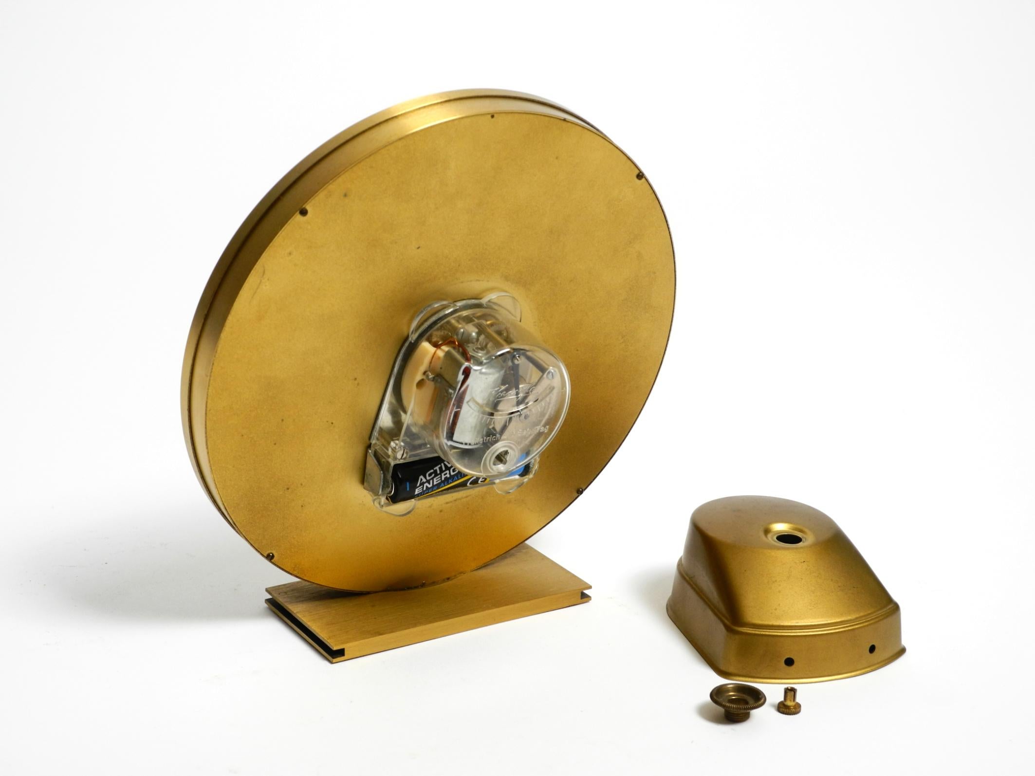 Brass Beautiful elegant  1960s solid brass table clock by Kienzle with original box For Sale