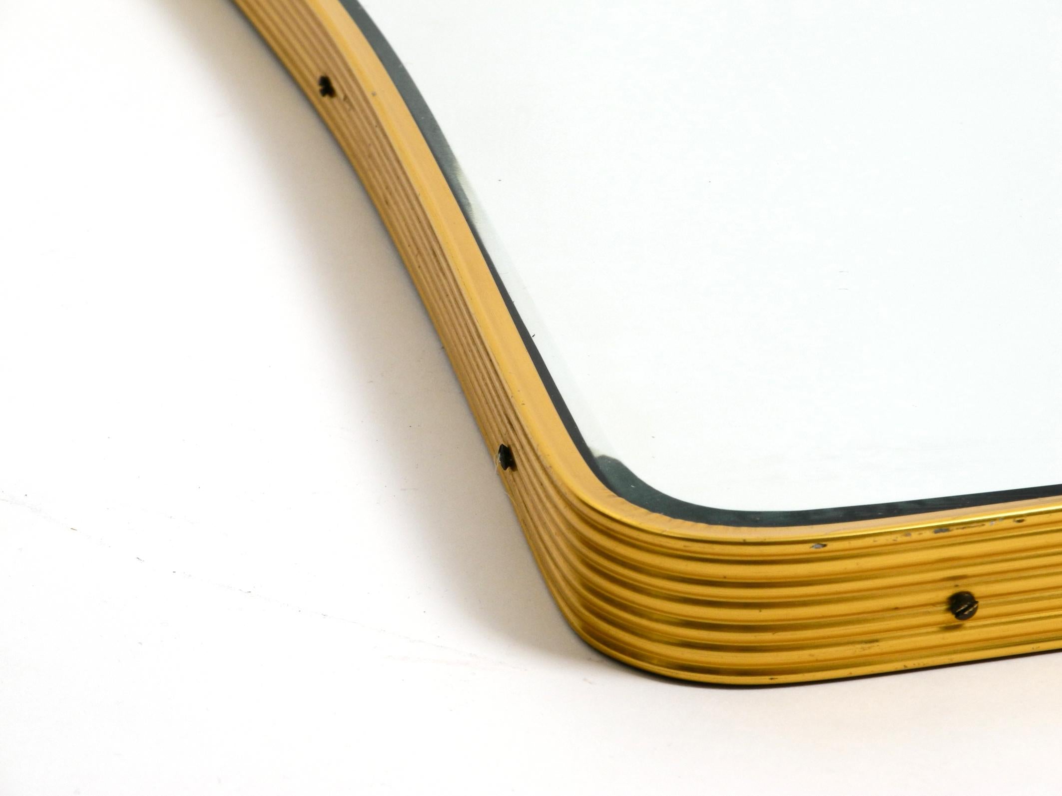 Beautiful Elegant Italian Mid-Century Modern Wall Mirror with a Brass Frame 13